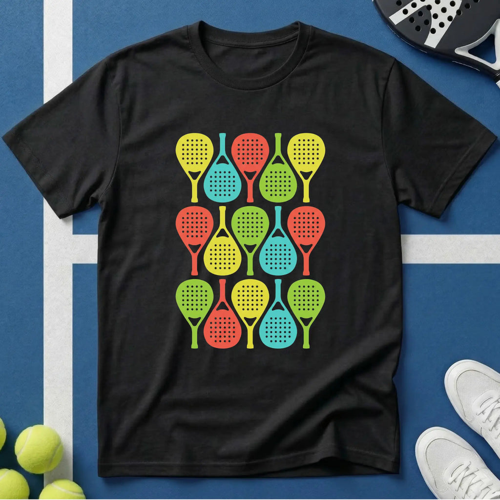 Buntes Padel Pop Art Pattern T-Shirt