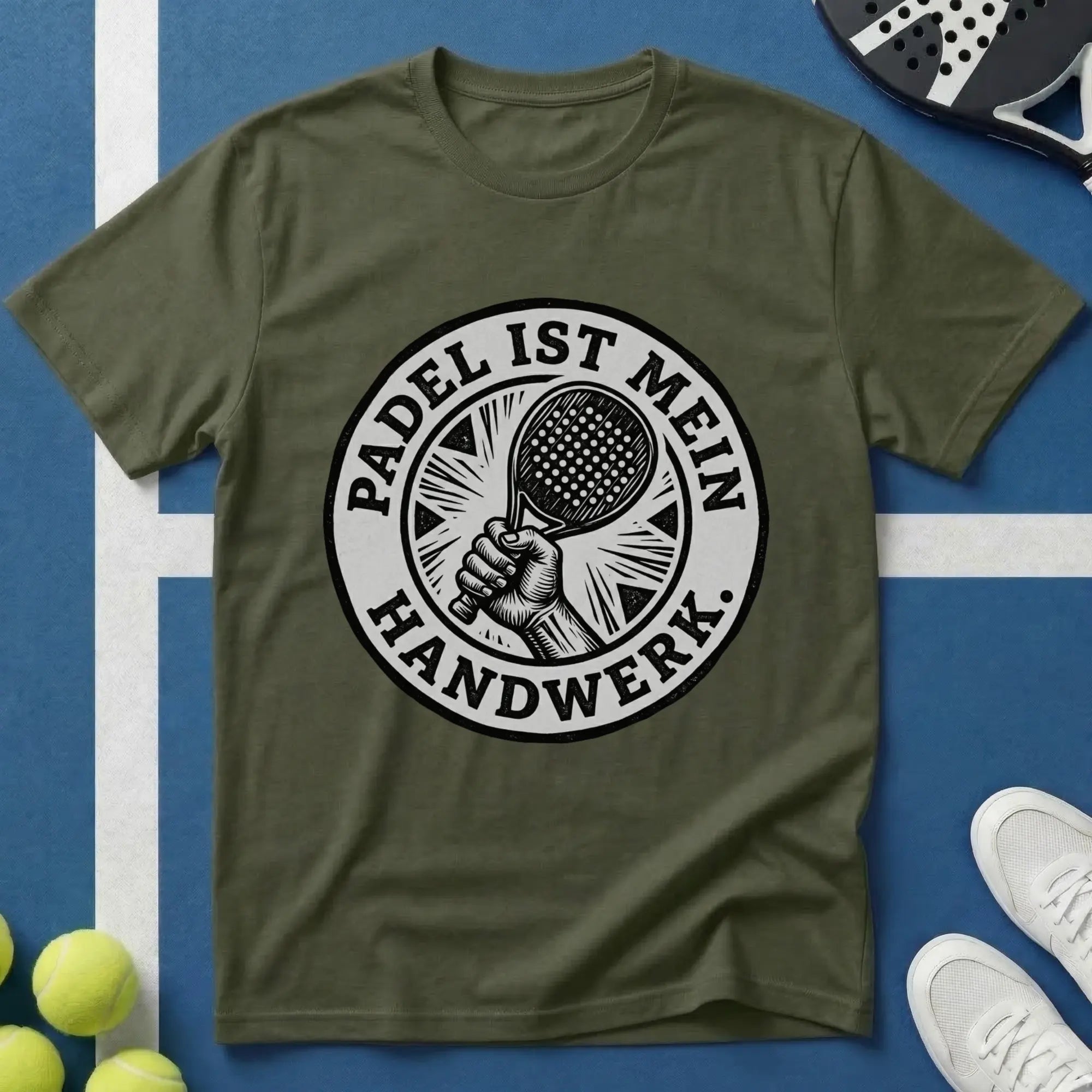 Padel ist mein Handwerk Wappen T-Shirt