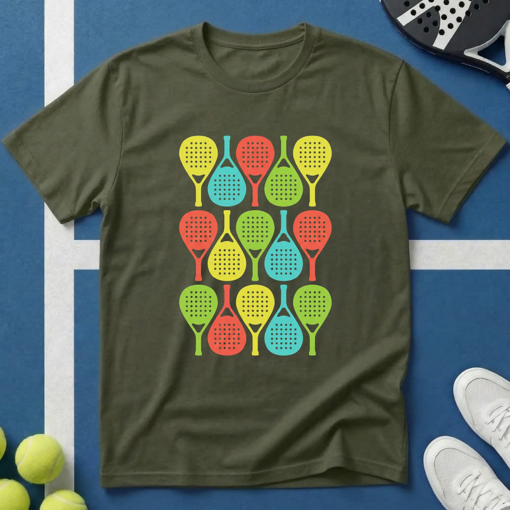 Buntes Padel Pop Art Pattern T-Shirt