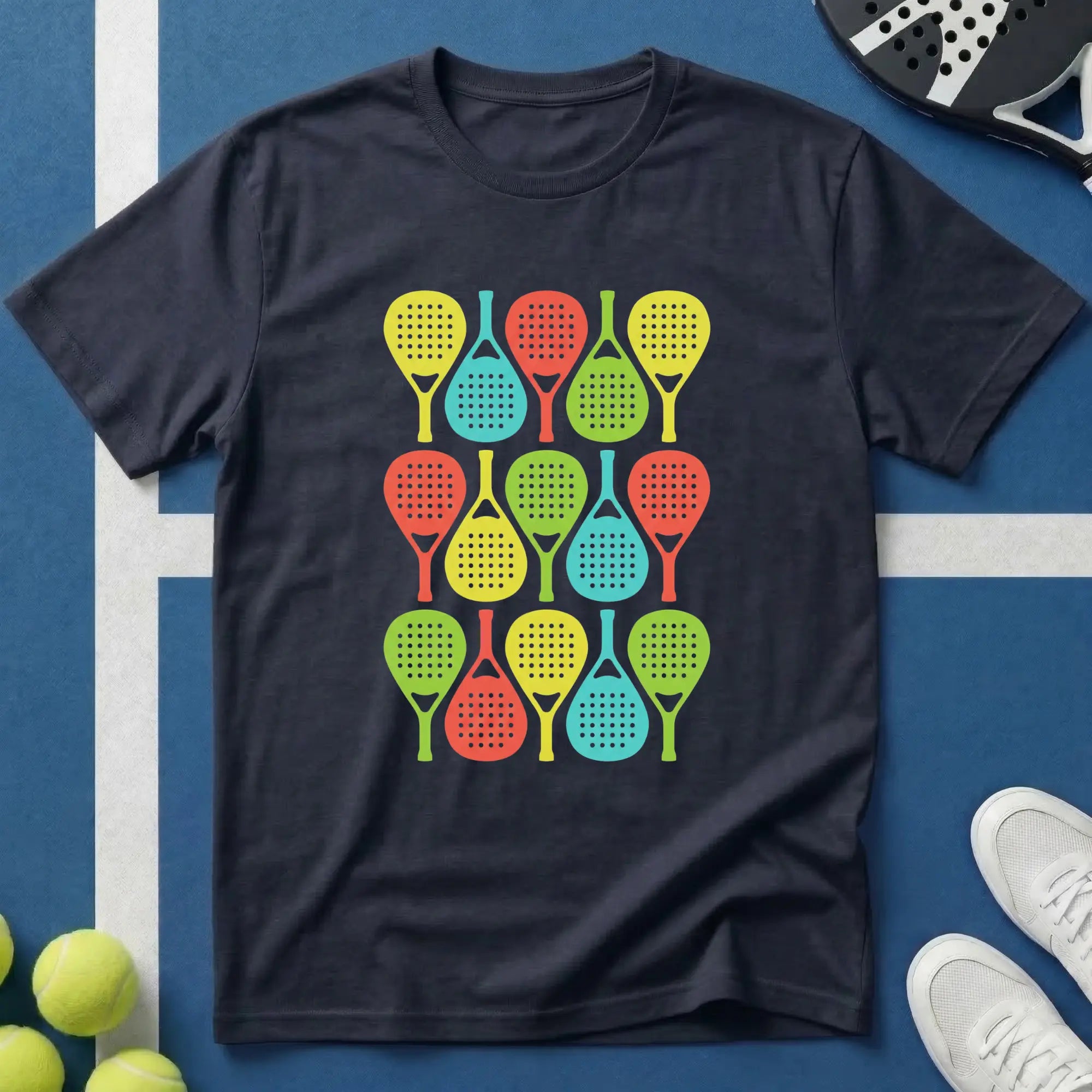 Buntes Padel Pop Art Pattern T-Shirt