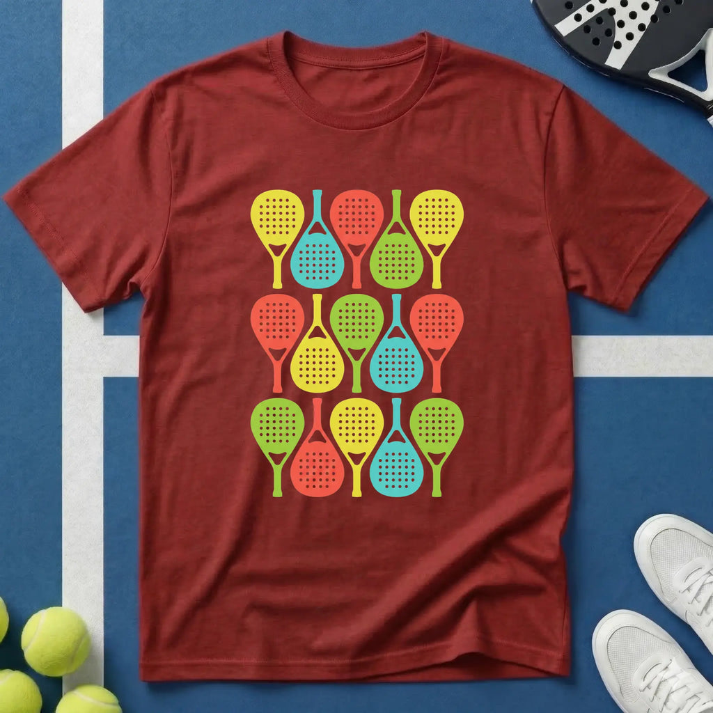 Buntes Padel Pop Art Pattern T-Shirt