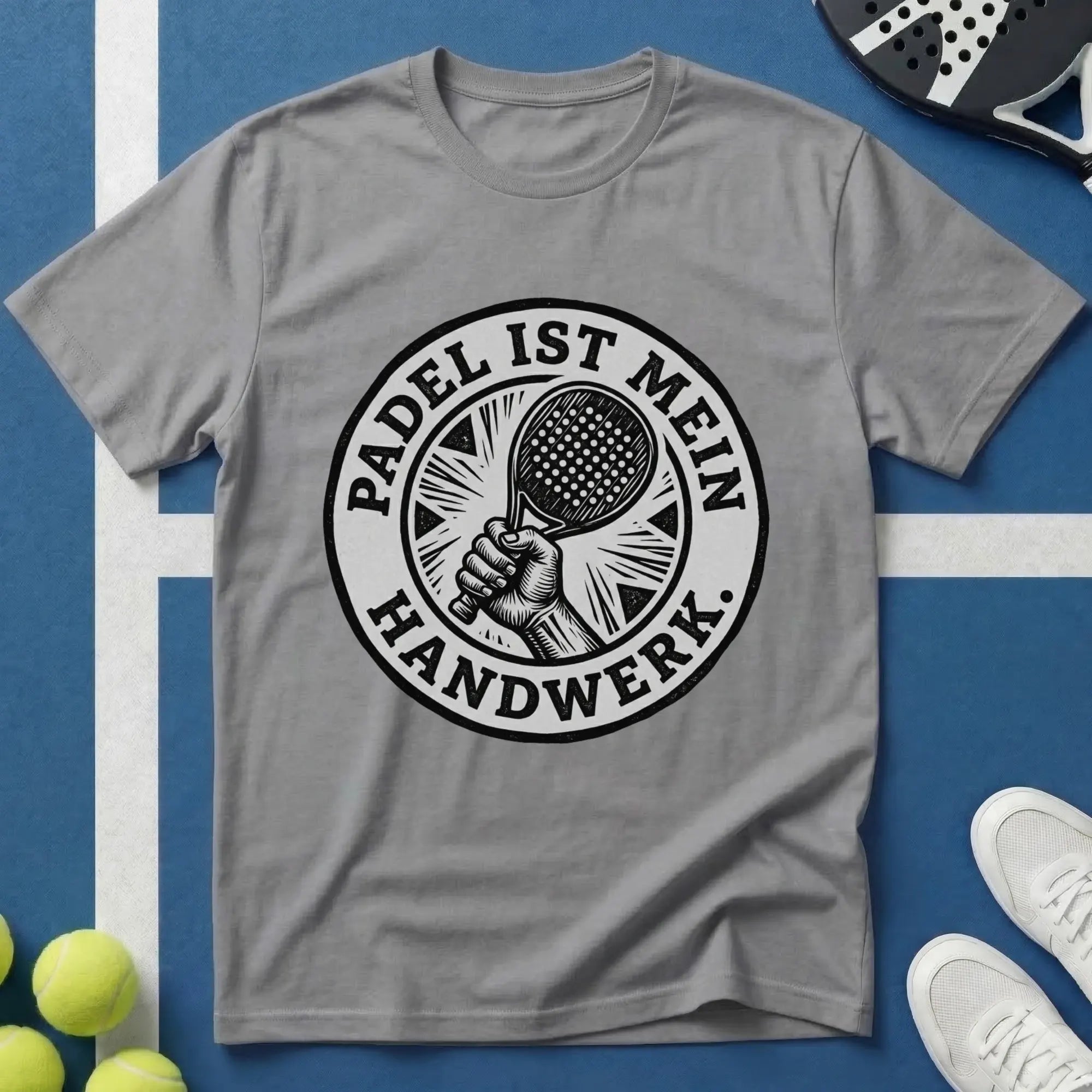 Padel ist mein Handwerk Wappen T-Shirt
