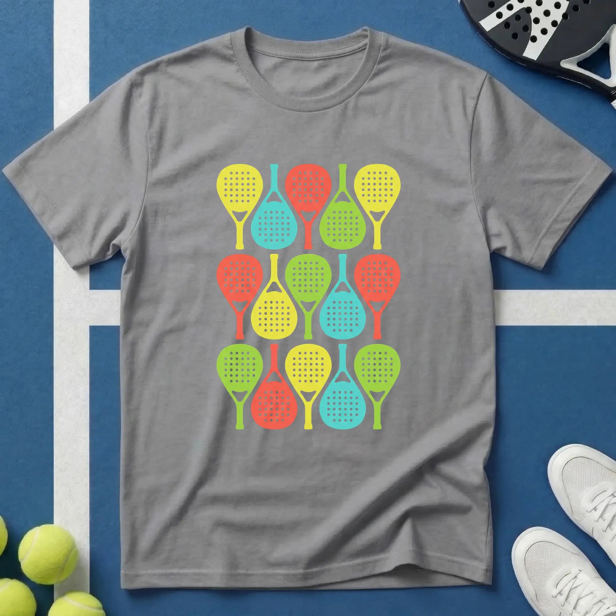 Buntes Padel Pop Art Pattern T-Shirt
