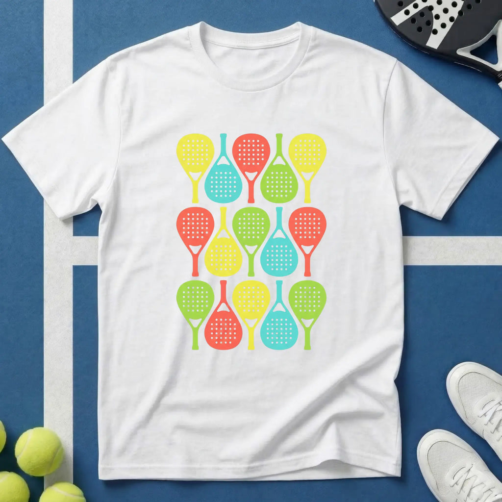 Buntes Padel Pop Art Pattern T-Shirt
