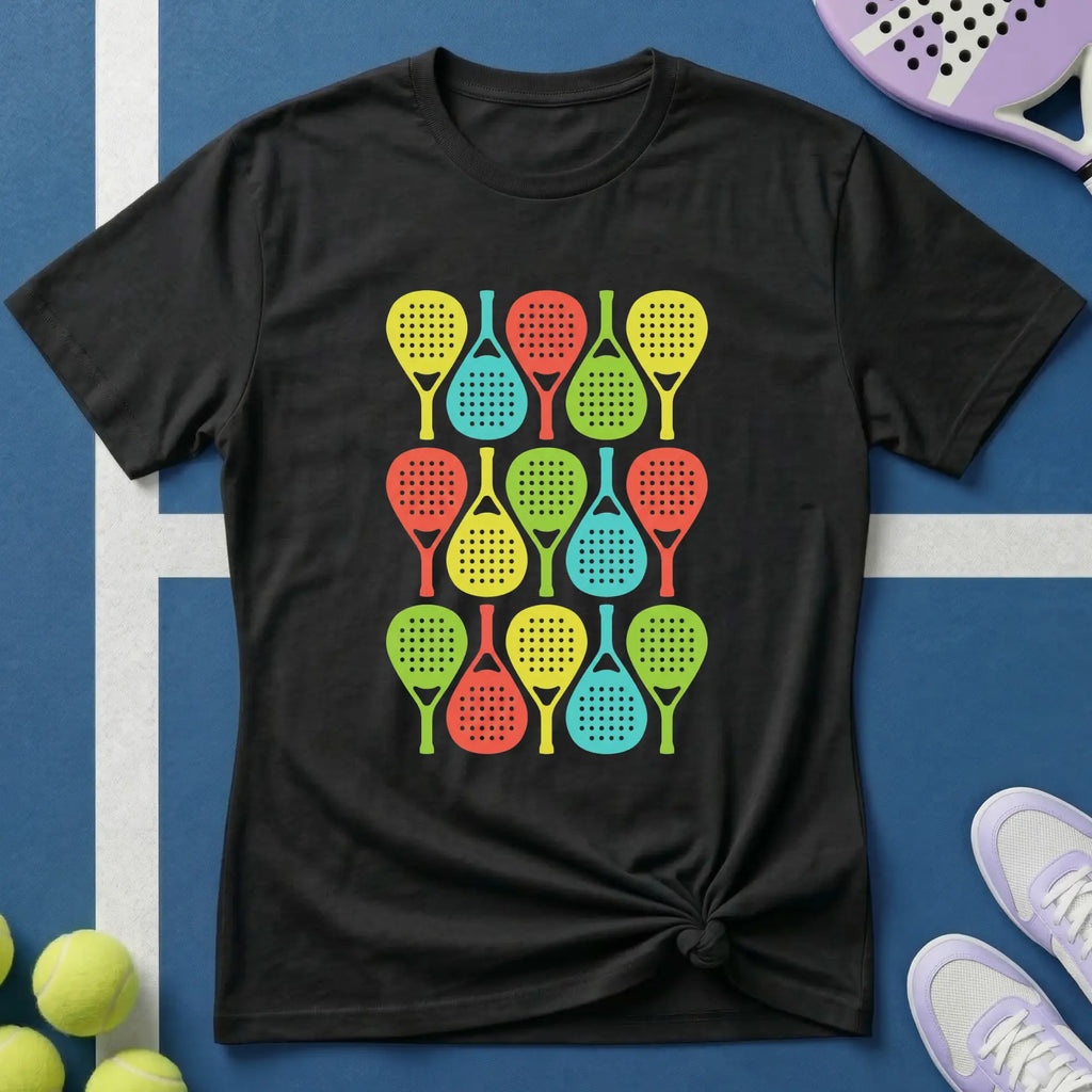 Buntes Padel Pop Art Pattern T-Shirt