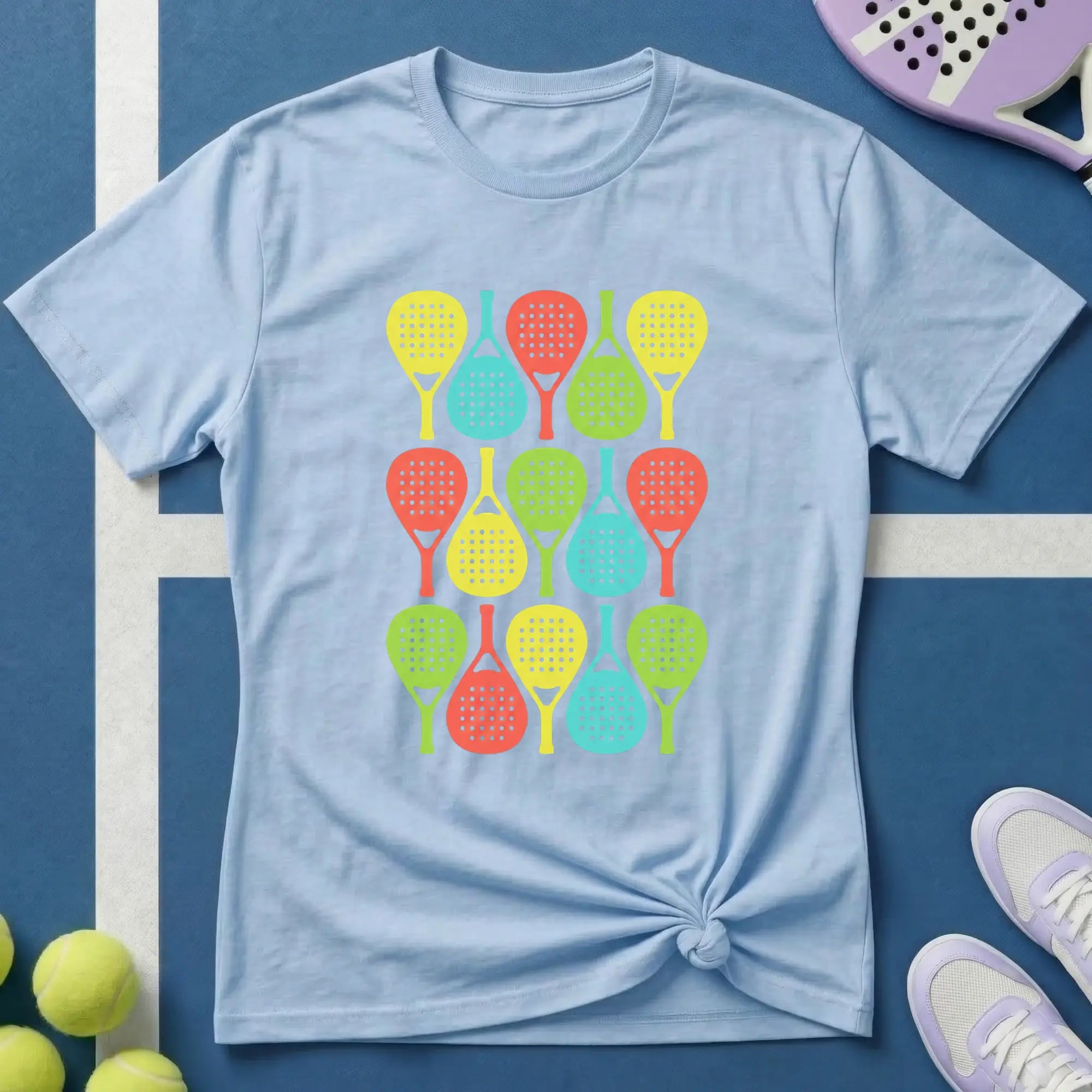 Buntes Padel Pop Art Pattern T-Shirt