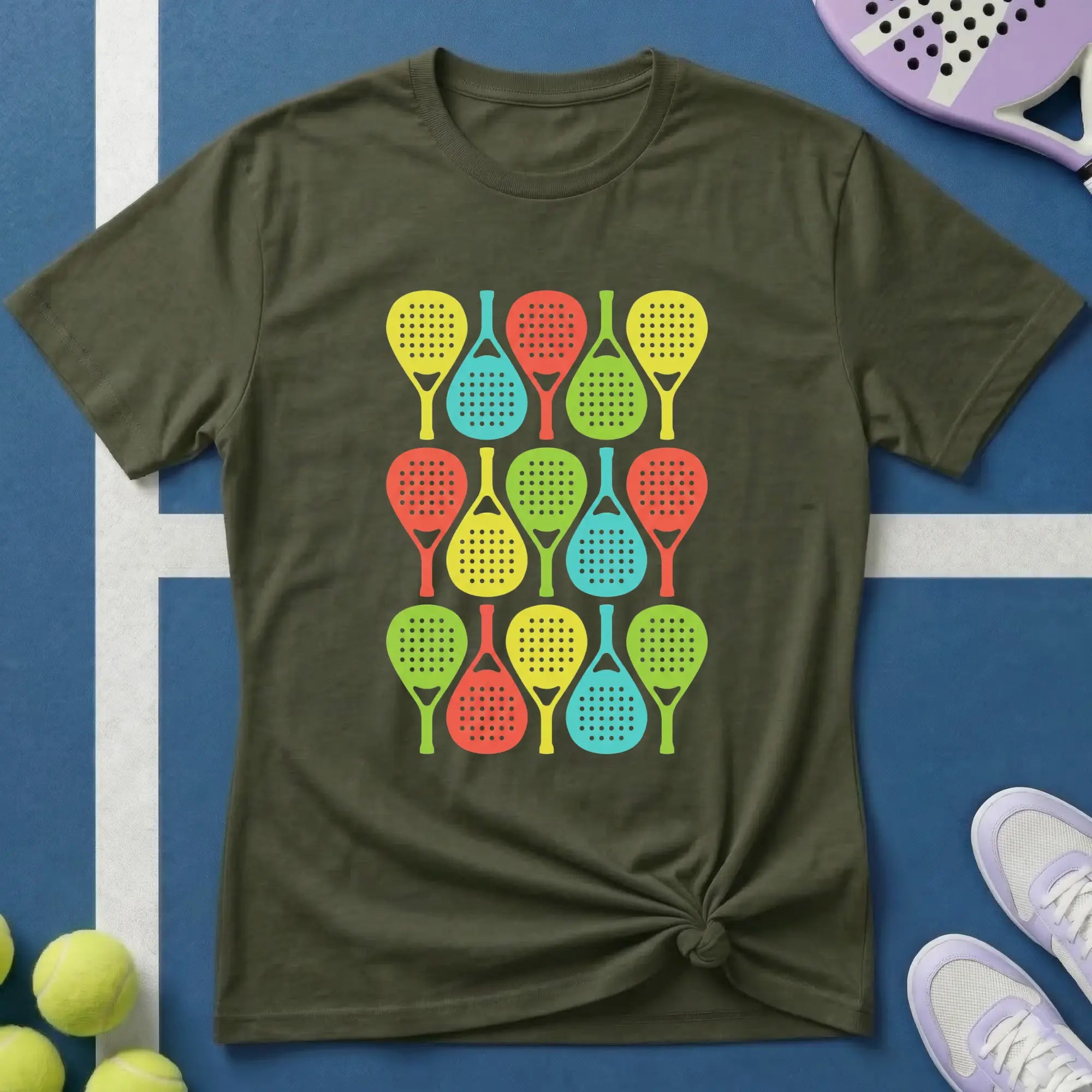 Buntes Padel Pop Art Pattern T-Shirt