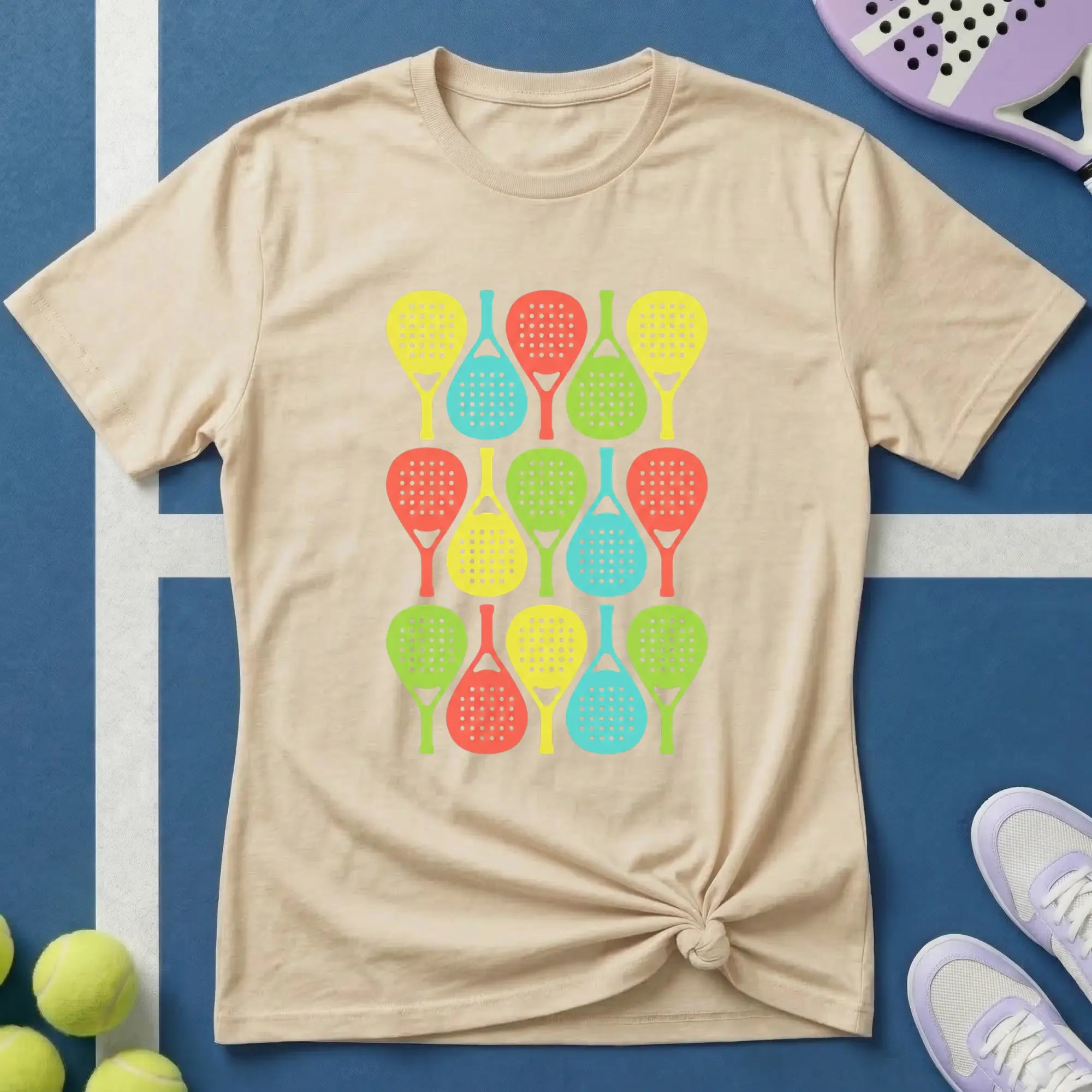 Buntes Padel Pop Art Pattern T-Shirt