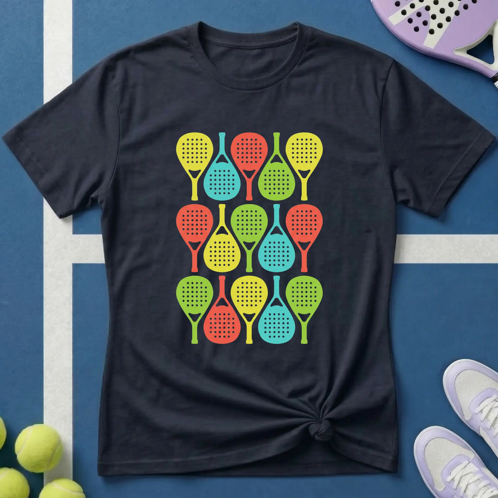 Buntes Padel Pop Art Pattern T-Shirt