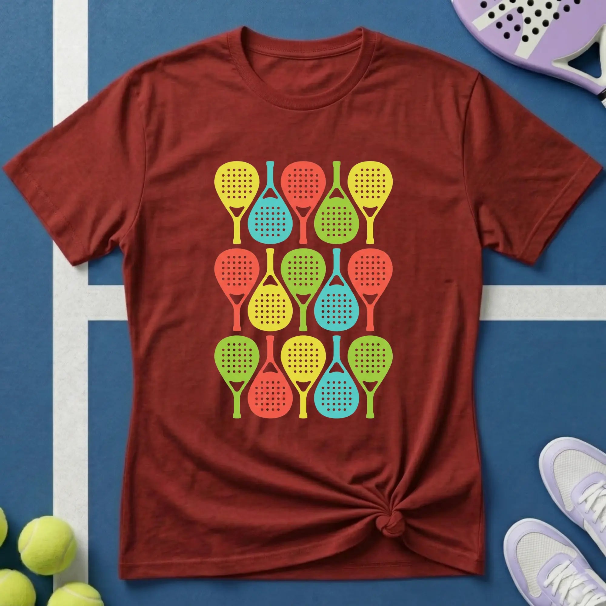 Buntes Padel Pop Art Pattern T-Shirt