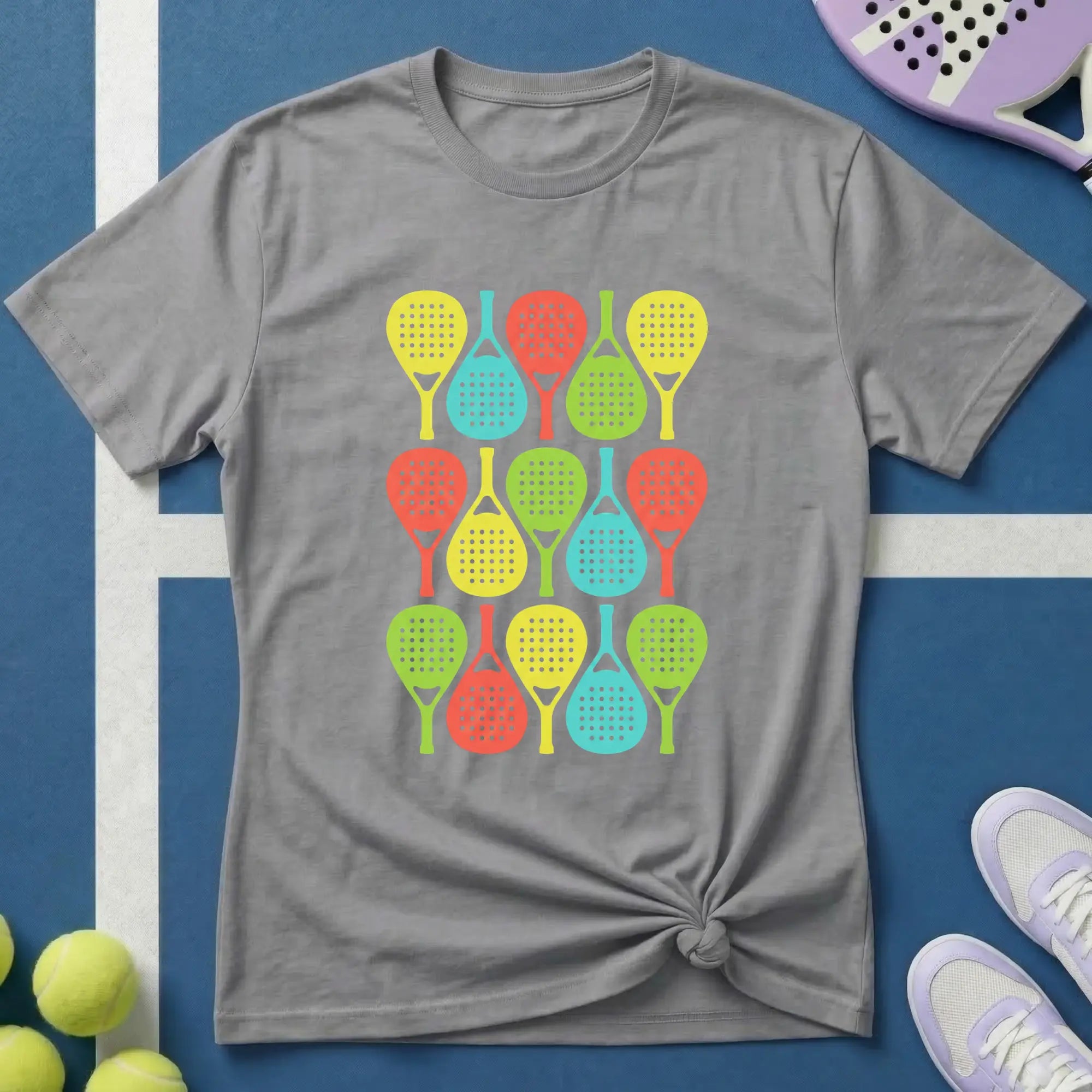 Buntes Padel Pop Art Pattern T-Shirt