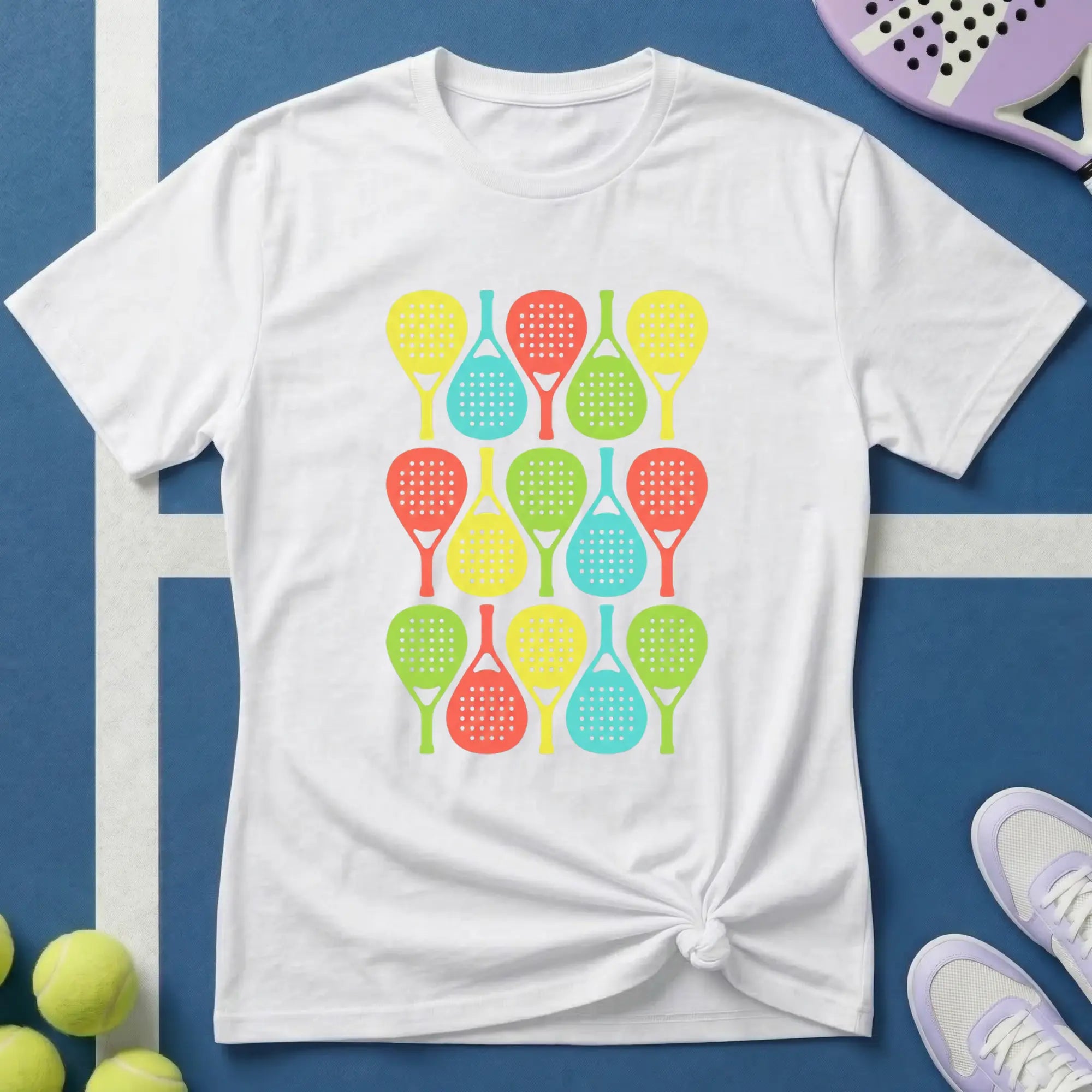 Buntes Padel Pop Art Pattern T-Shirt