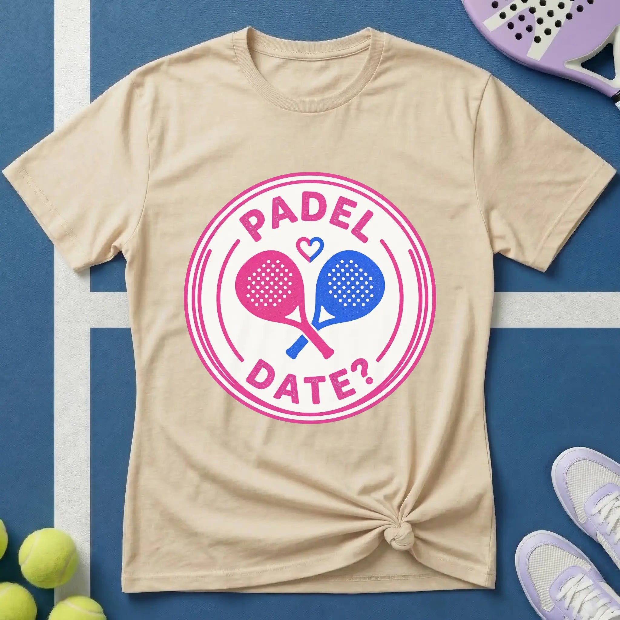 Padel Date Emblem in Pink T-Shirt