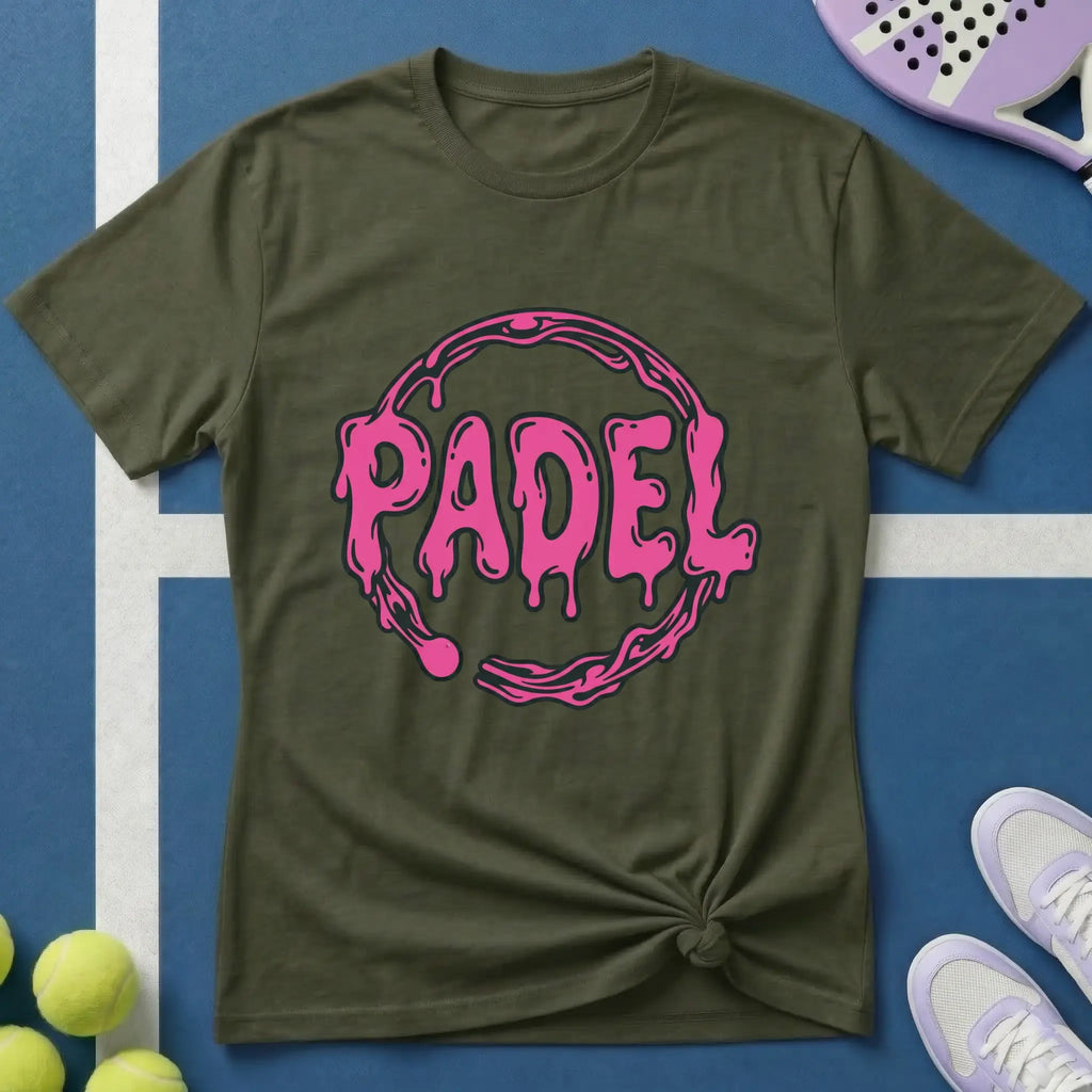 Padel Pinke Drip Schrift T-Shirt