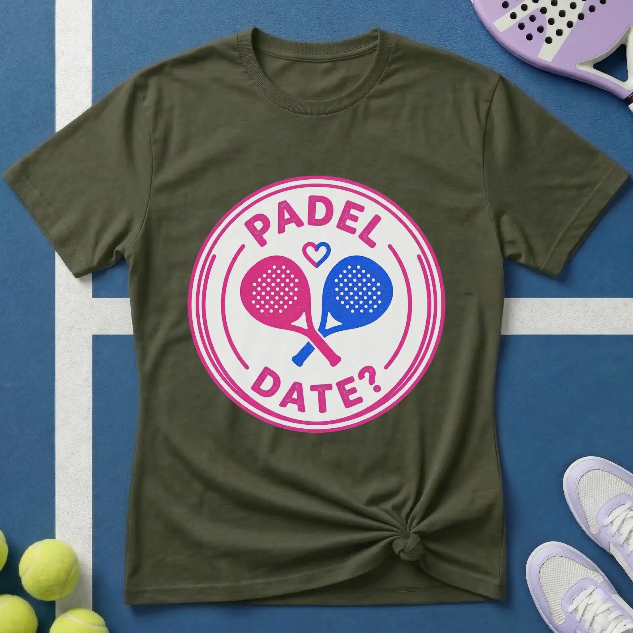 Padel Date Emblem in Pink T-Shirt