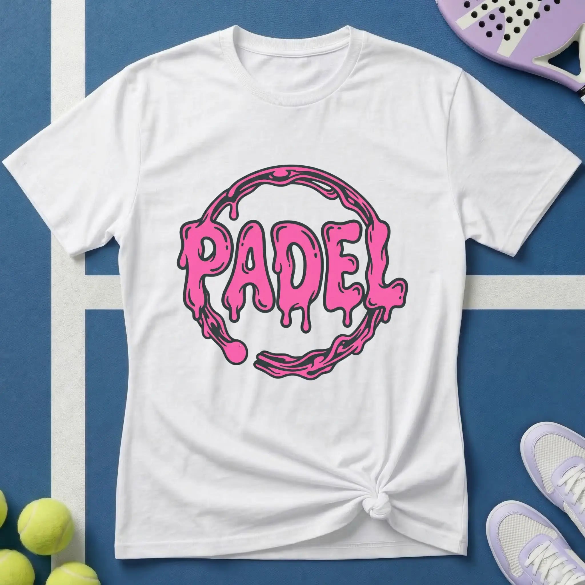 Padel Pinke Drip Schrift T-Shirt