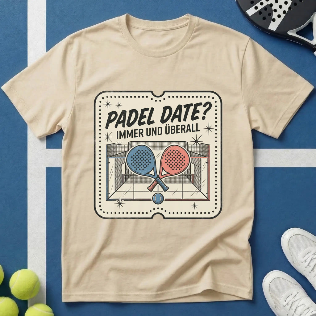 Padel Date Immer Und Überall Retro Ticket T-Shirt