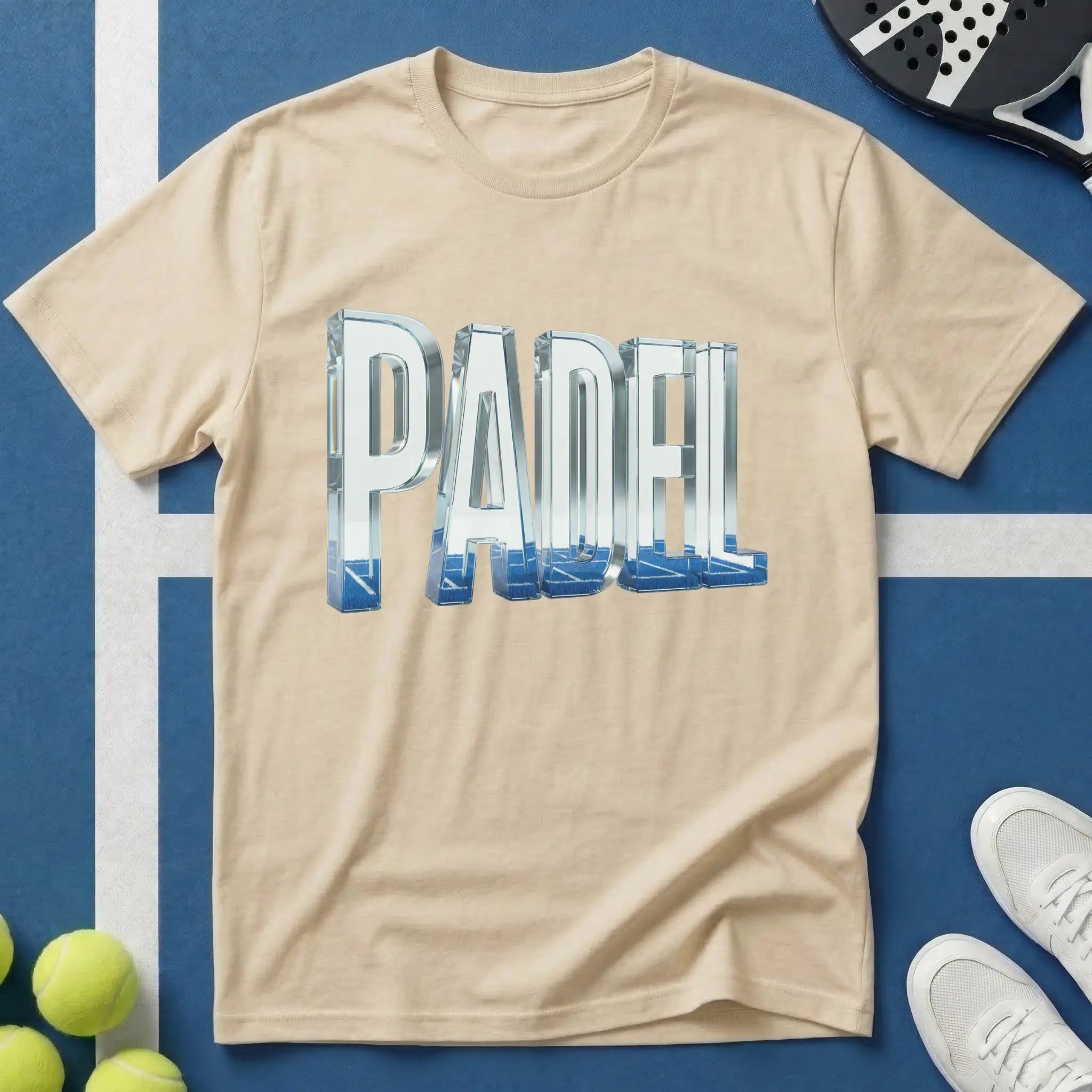 Padel 3D Glas Typografie T-Shirt