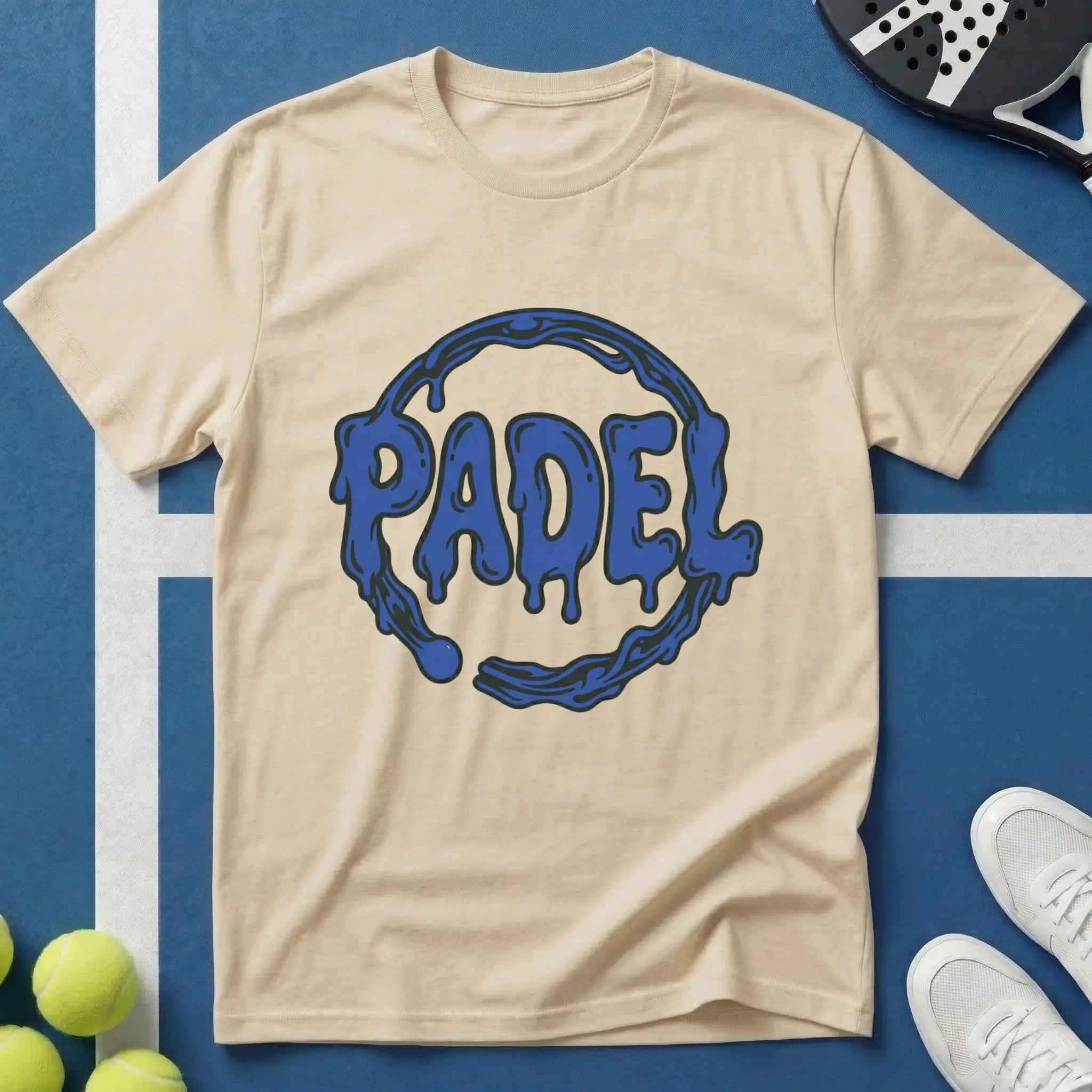 Padel Blaue Drip Schrift T-Shirt