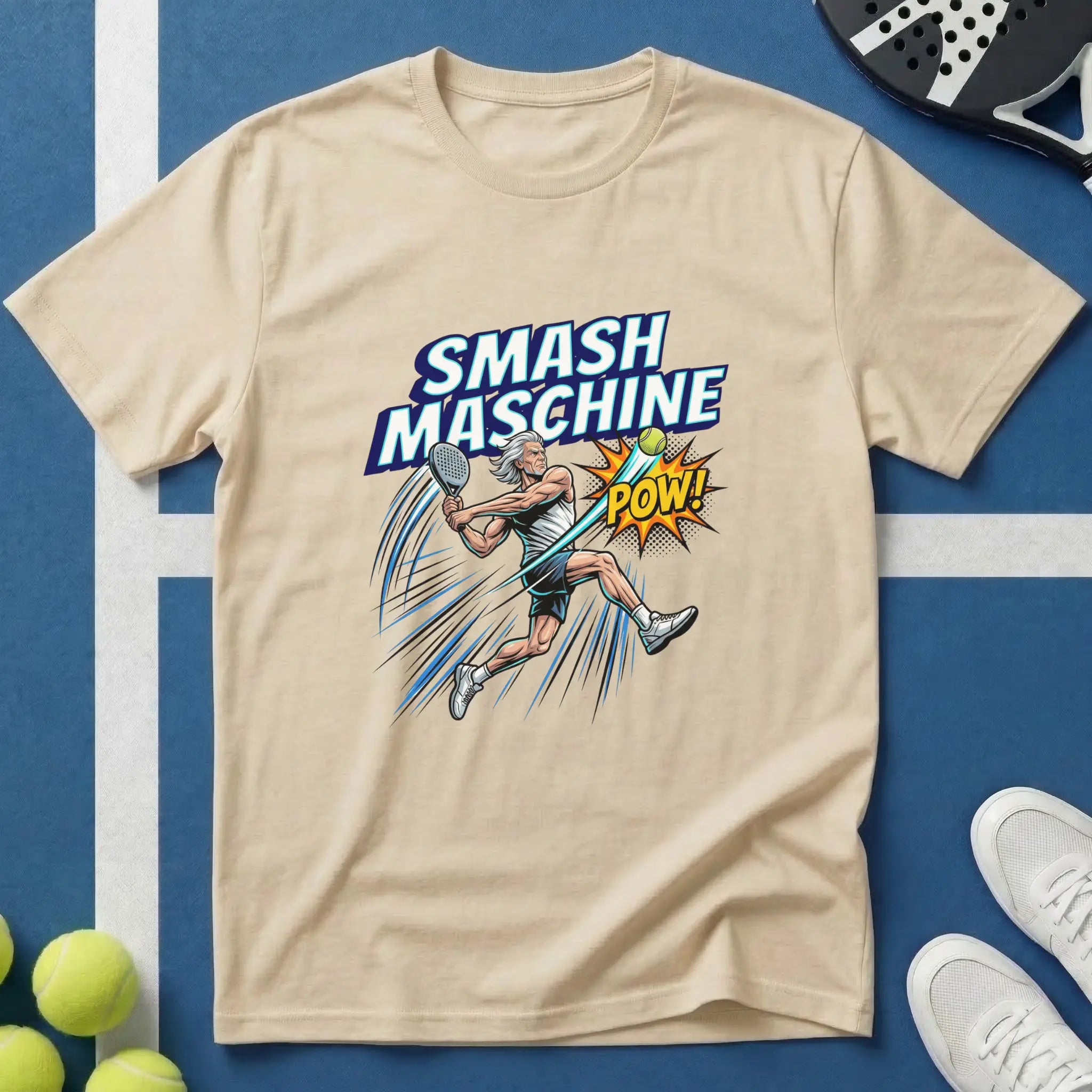 Smash Maschine Padel Pop-Art Comic Style T-Shirt