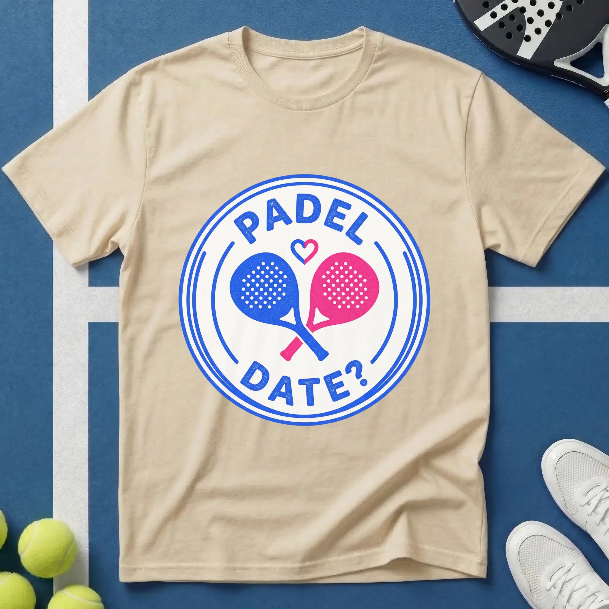 Padel Date Emblem in Blau T-Shirt