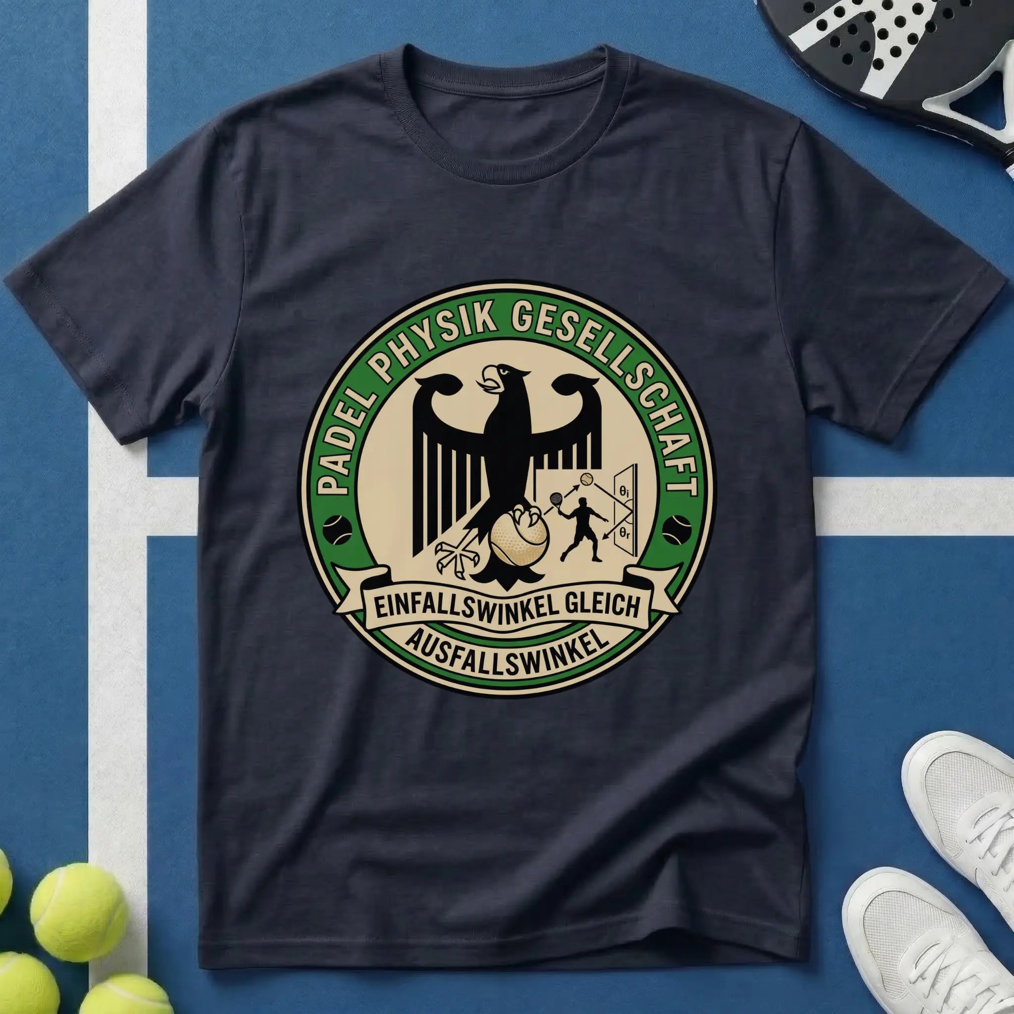 Padel Physik Gesellschaft Badge T-Shirt