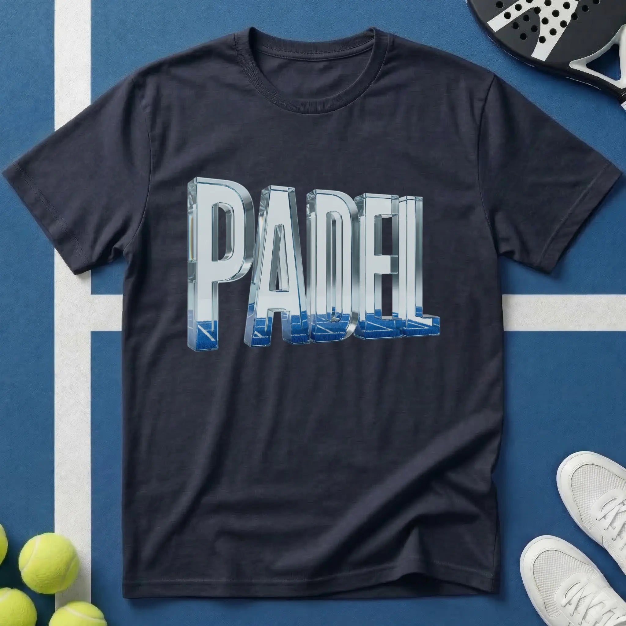 Padel 3D Glas Typografie T-Shirt