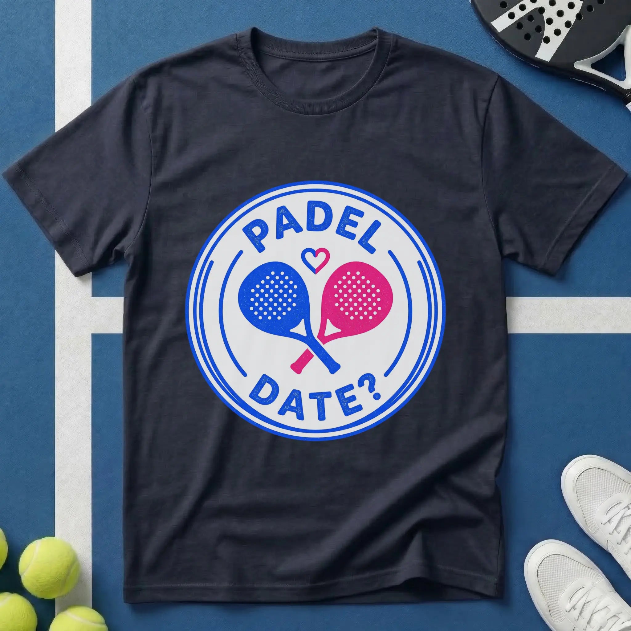 Padel Date Emblem in Blau T-Shirt