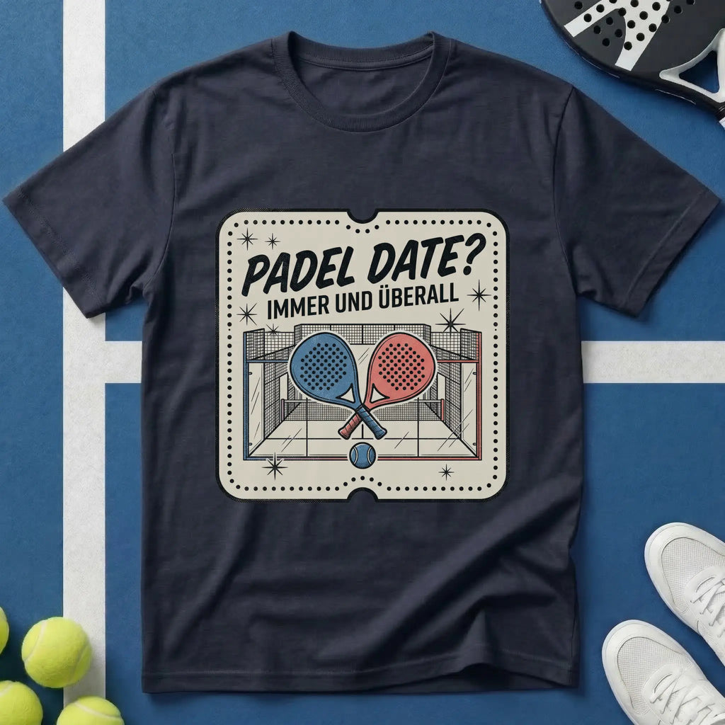 Padel Date Immer Und Überall Retro Ticket T-Shirt