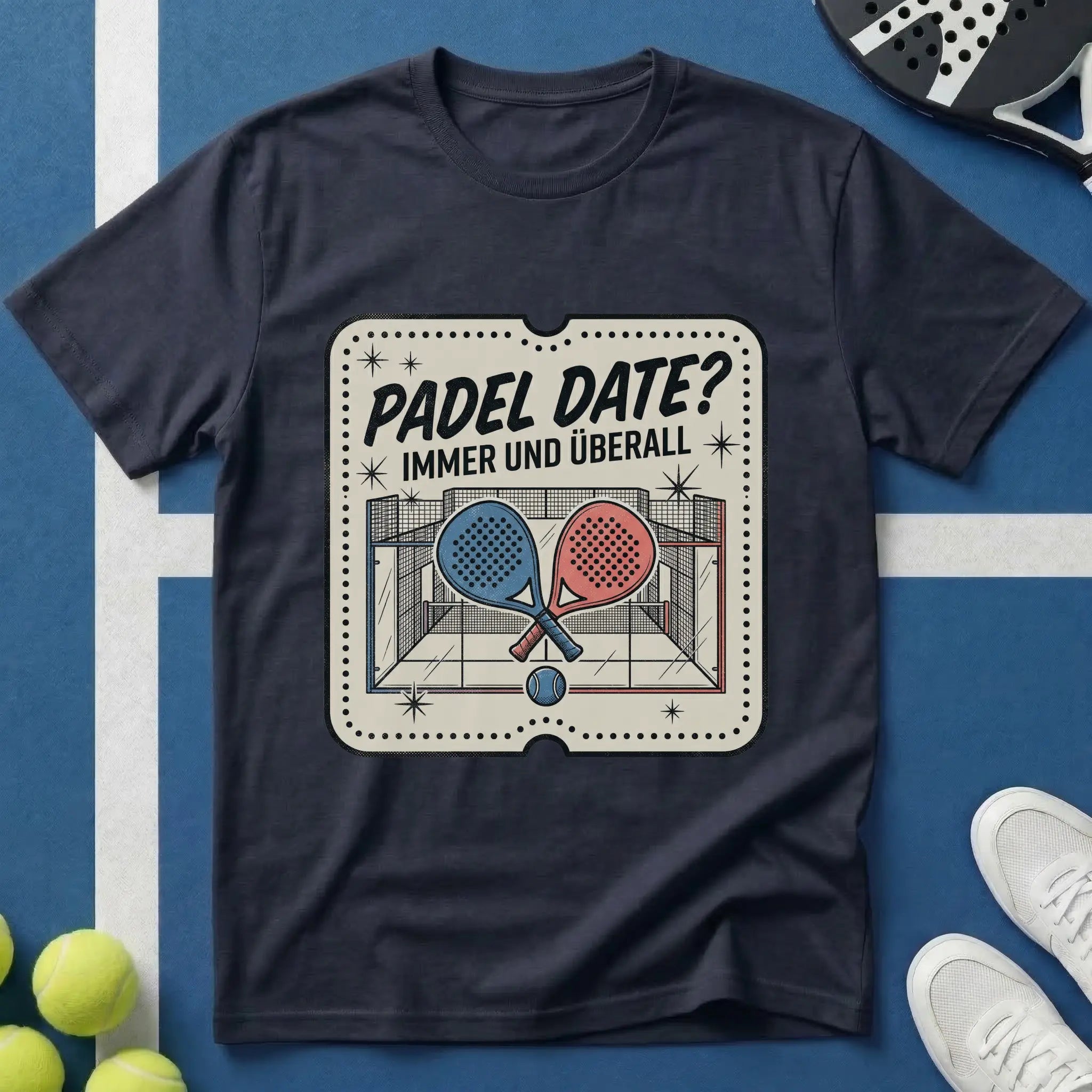 Padel Date Immer Und Überall Retro Ticket T-Shirt