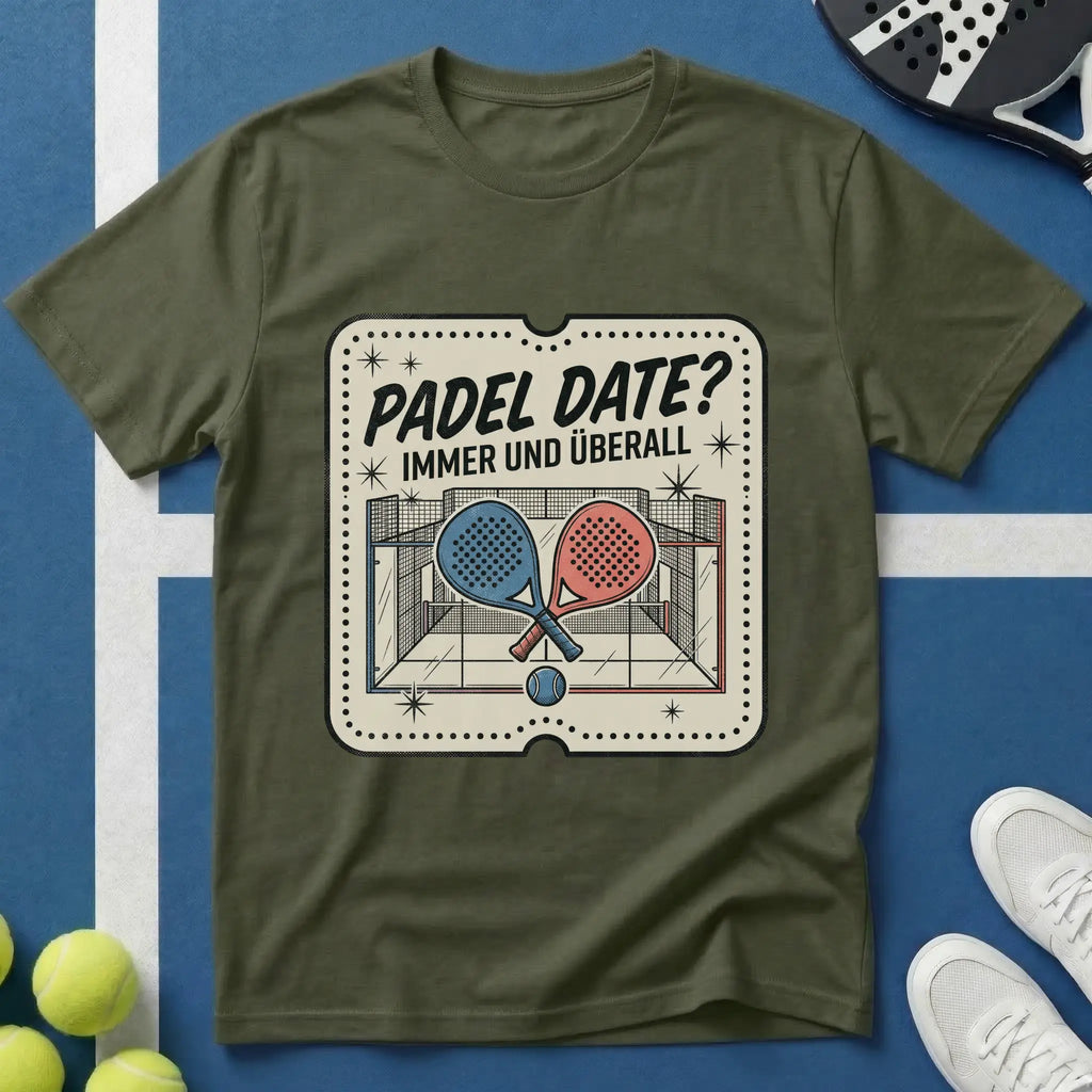 Padel Date Immer Und Überall Retro Ticket T-Shirt