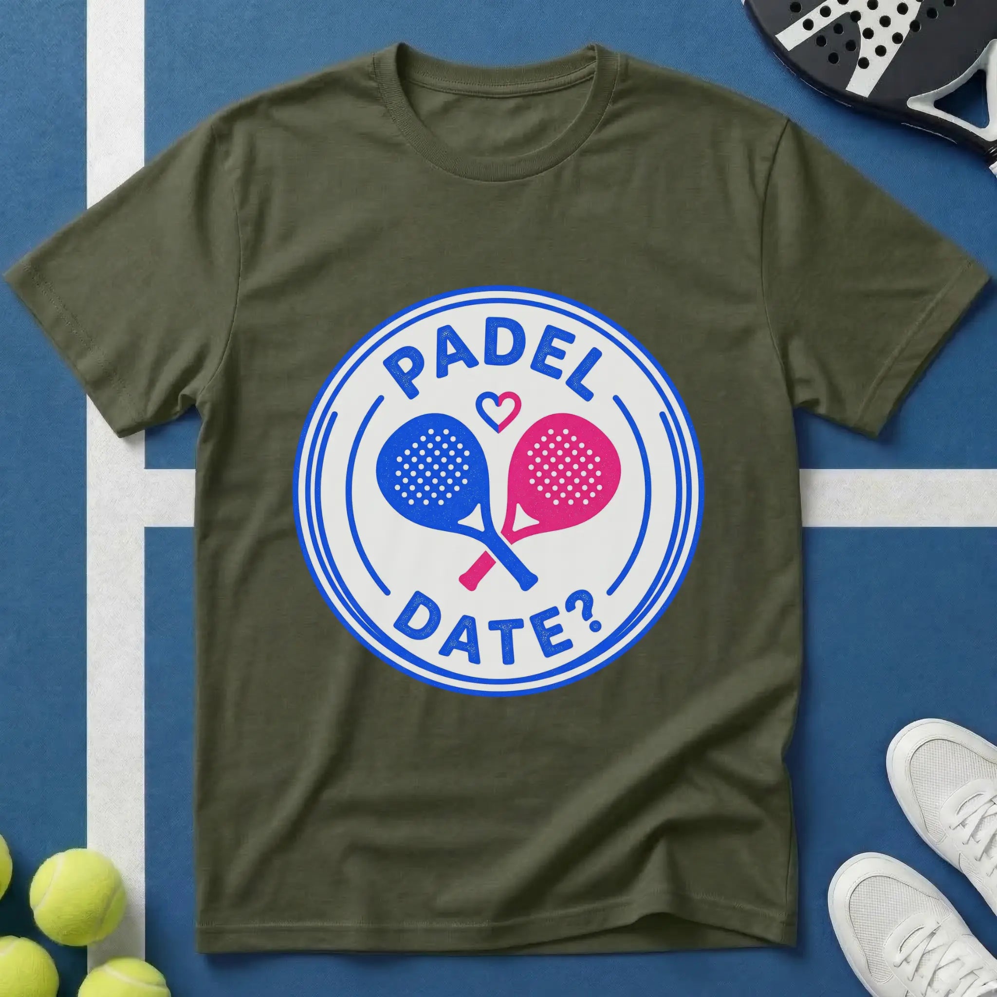 Padel Date Emblem in Blau T-Shirt