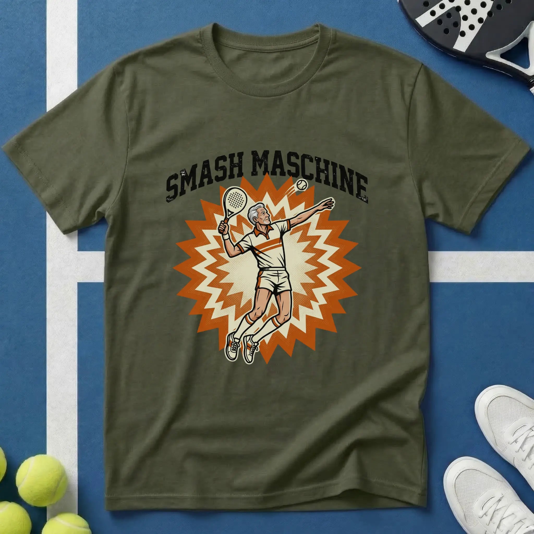 Smash Maschine Retro Vintage Padel T-Shirt