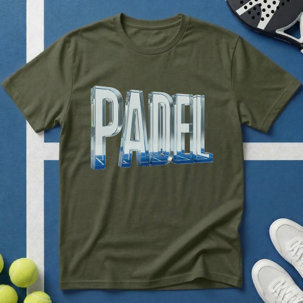Padel 3D Glas Typografie T-Shirt