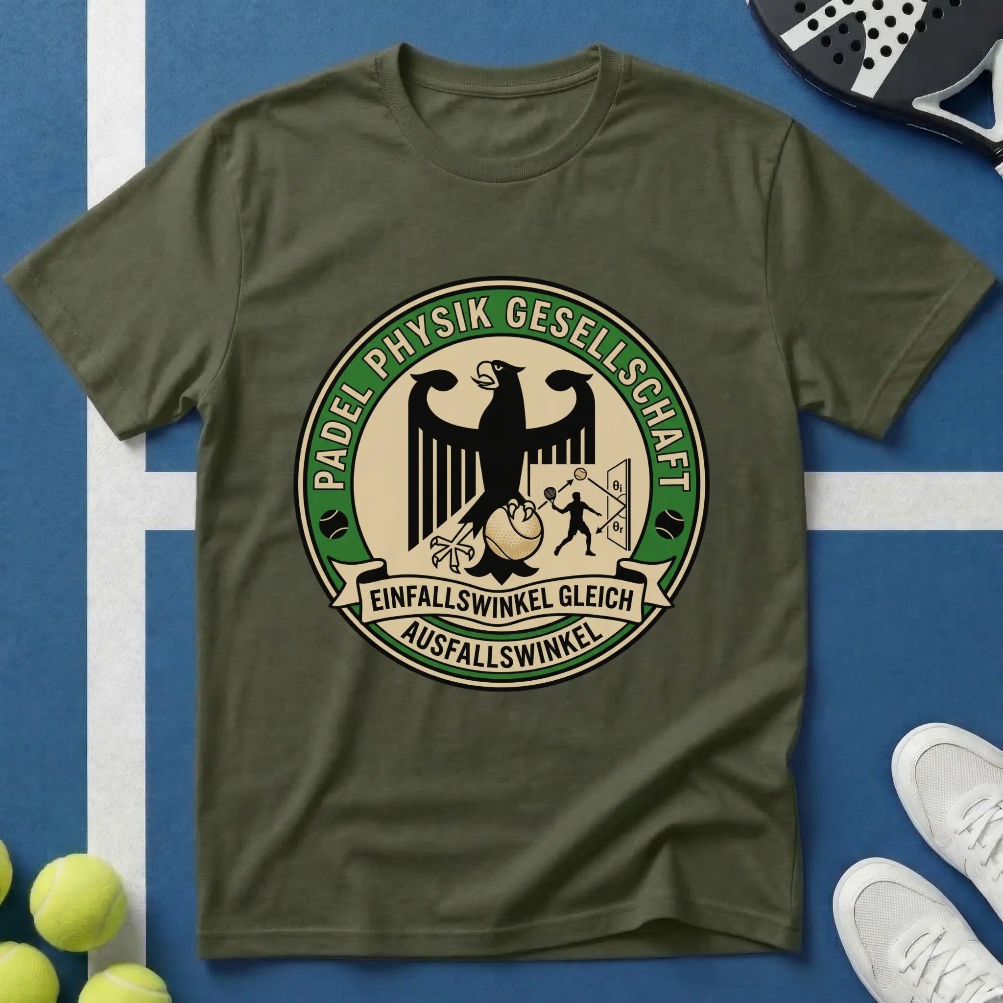 Padel Physik Gesellschaft Badge T-Shirt