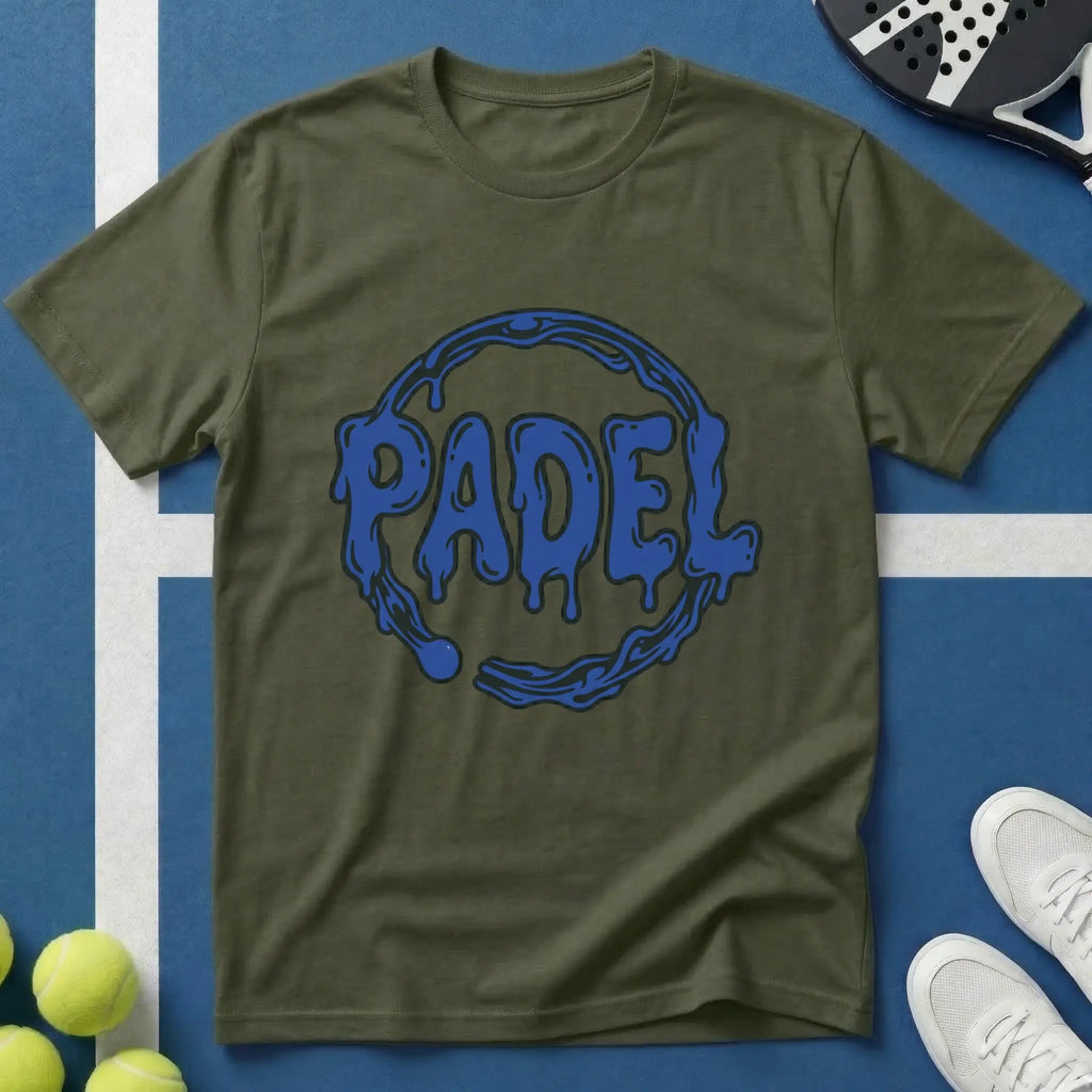Padel Blaue Drip Schrift T-Shirt