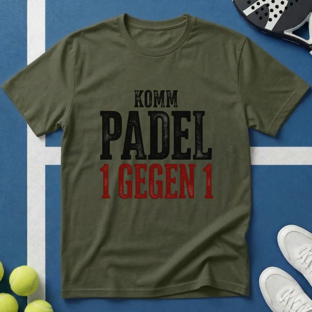 Komm Padel 1 Gegen 1 Typografie T-Shirt