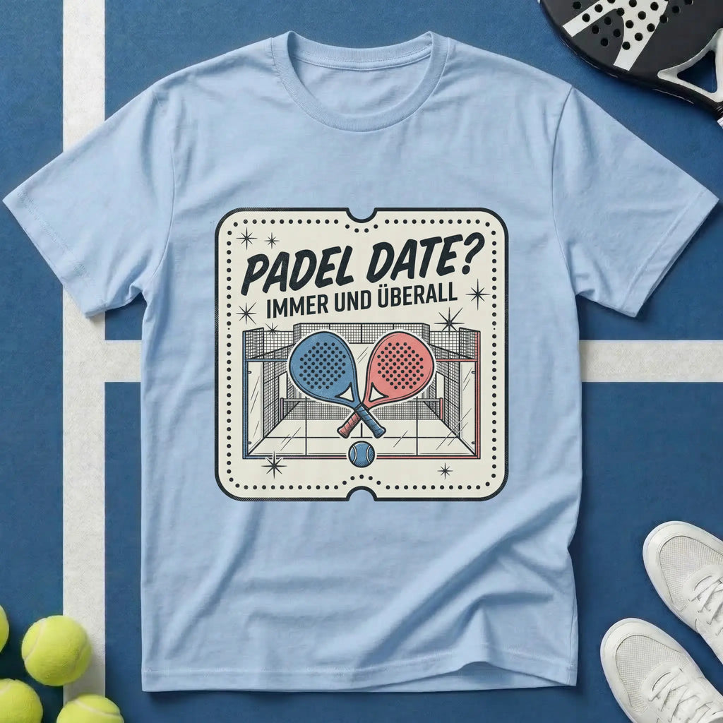 Padel Date Immer Und Überall Retro Ticket T-Shirt