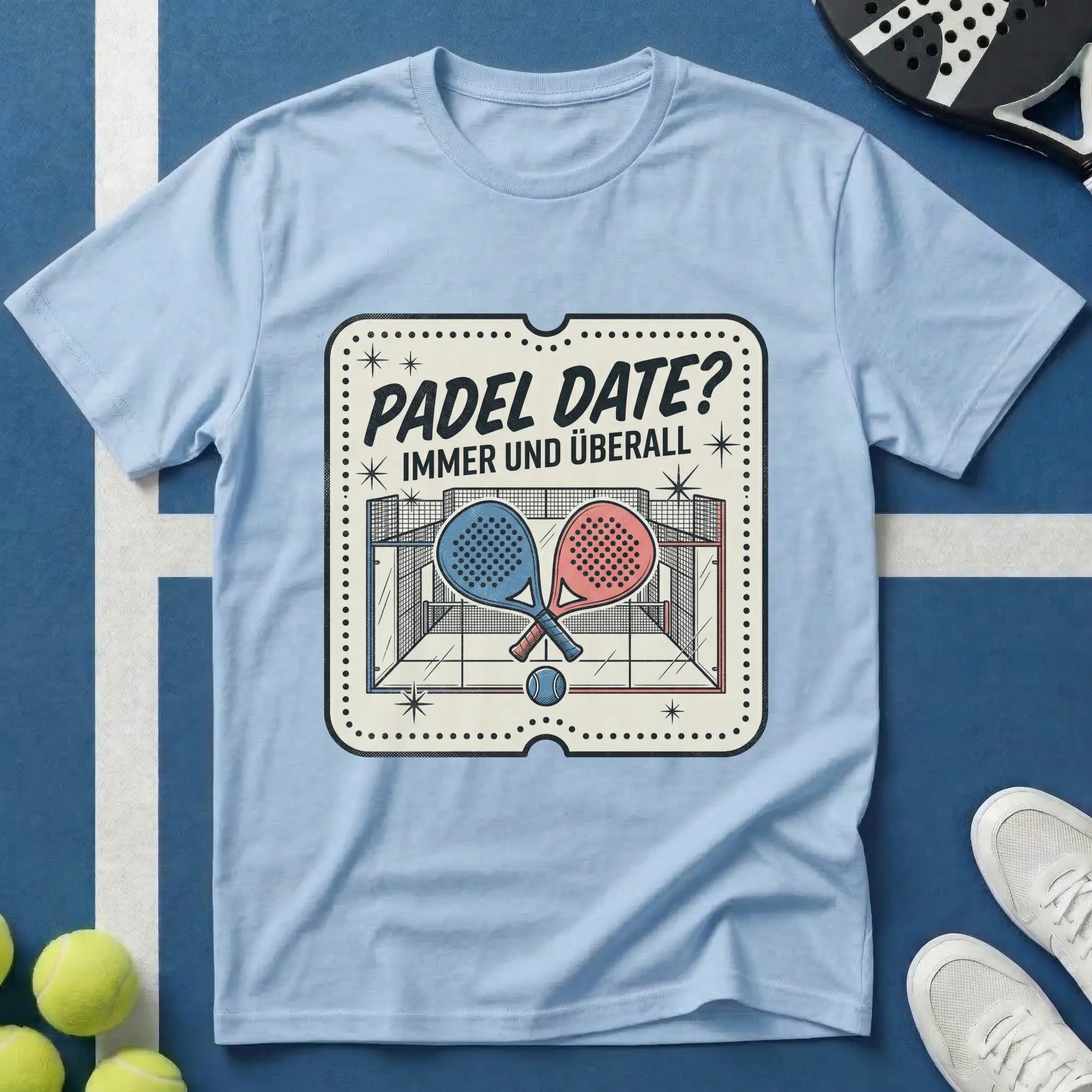 Padel Date Immer Und Überall Retro Ticket T-Shirt