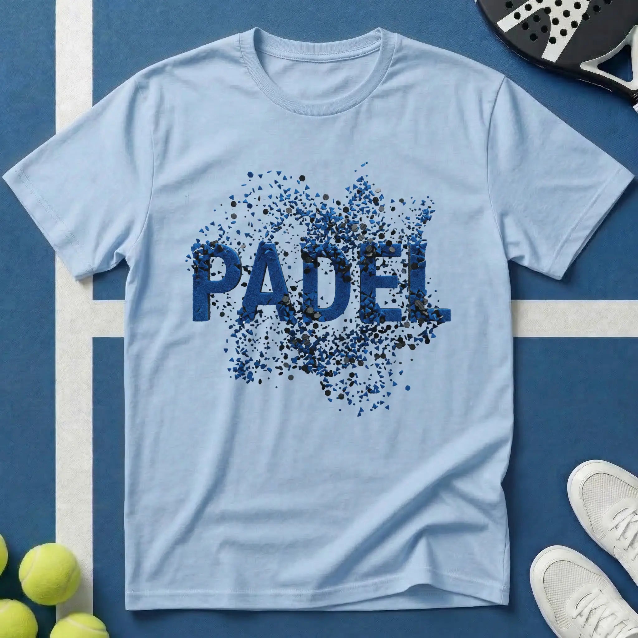 Padel Blaue 3D Explosion T-Shirt
