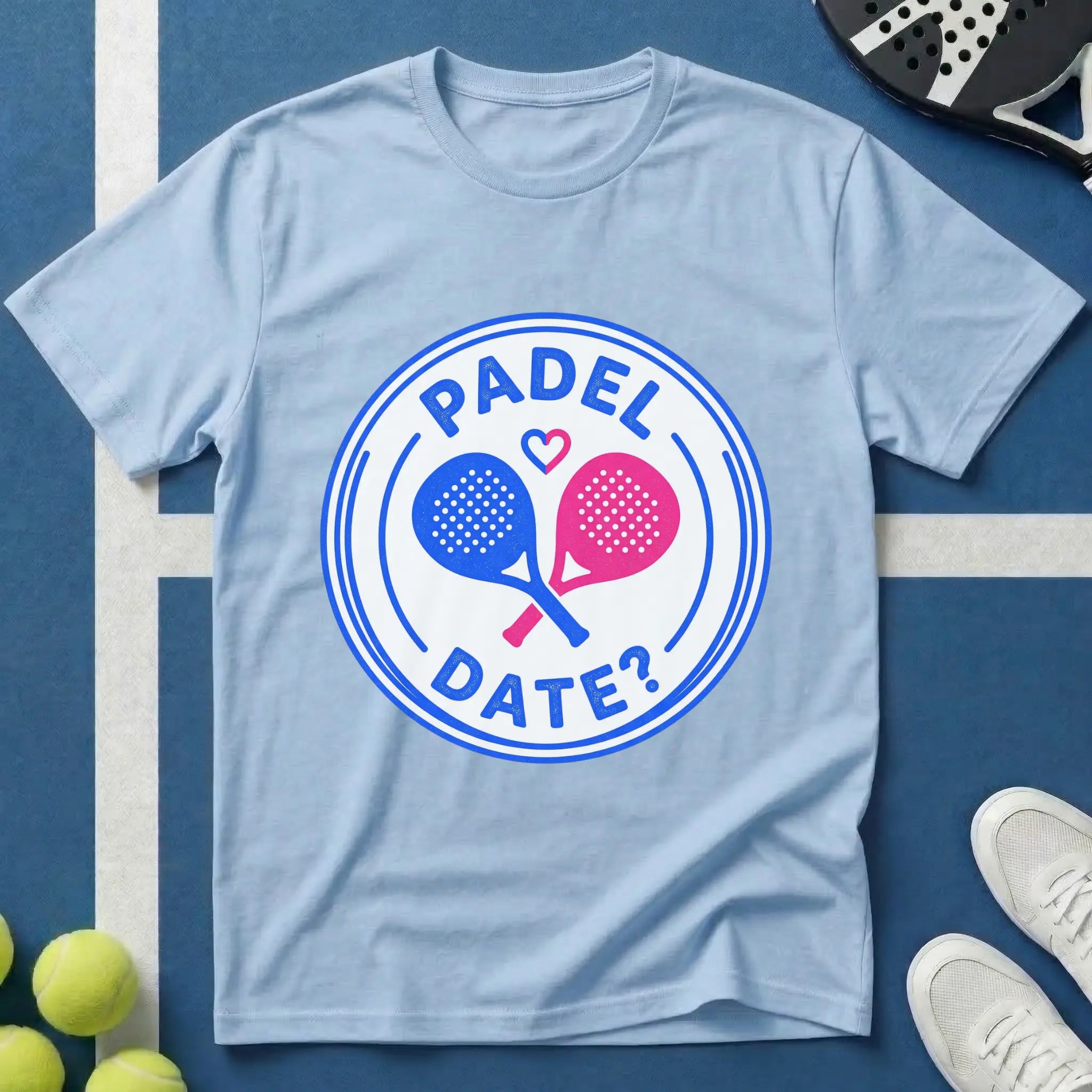 Padel Date Emblem in Blau T-Shirt
