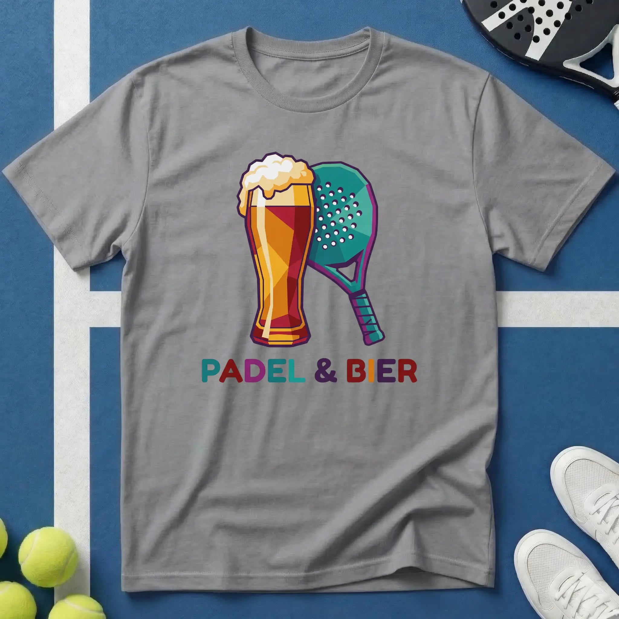 Padel und Bier Pop Art T-Shirt
