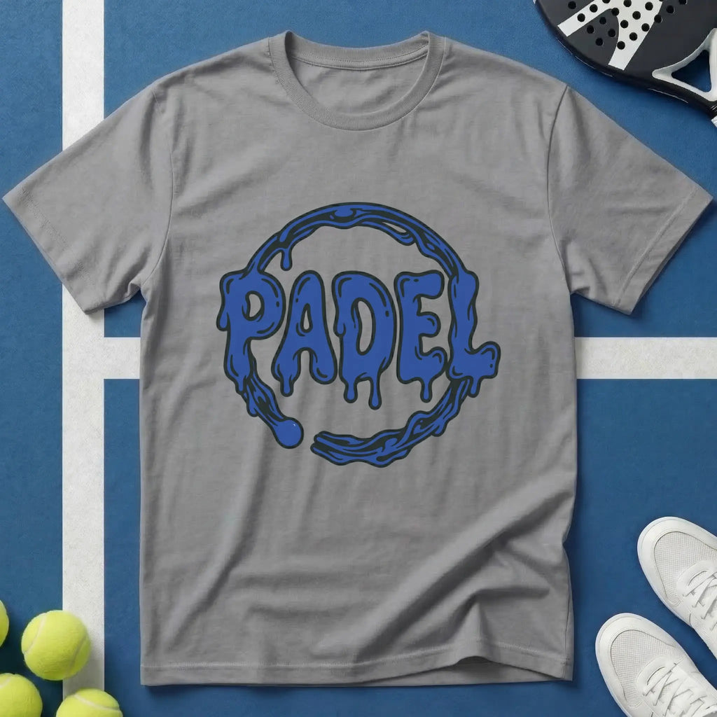 Padel Blaue Drip Schrift T-Shirt