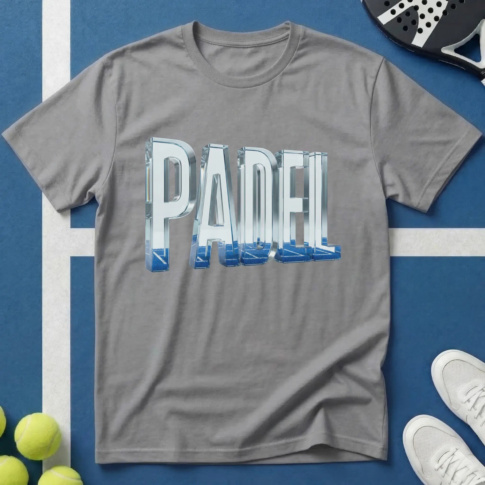 Padel 3D Glas Typografie T-Shirt