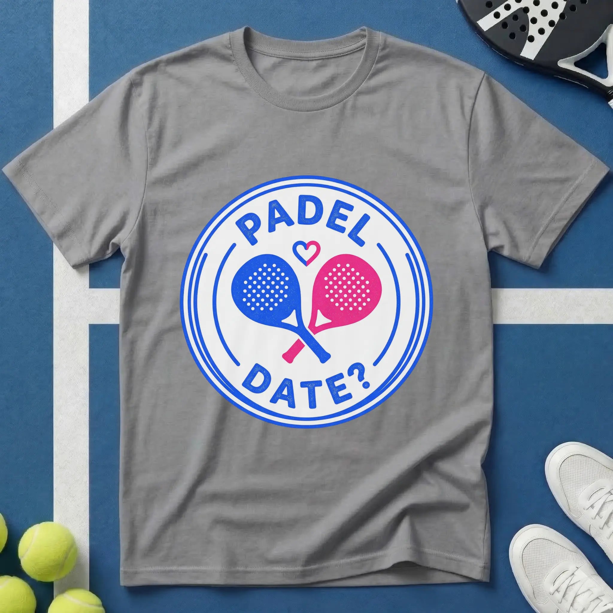 Padel Date Emblem in Blau T-Shirt