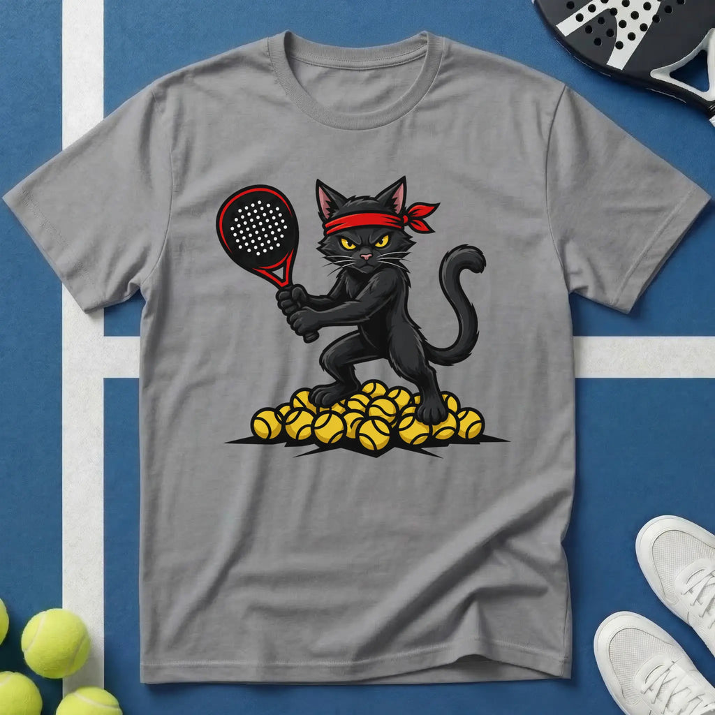 Padel schwarzer Katzer T-Shirt