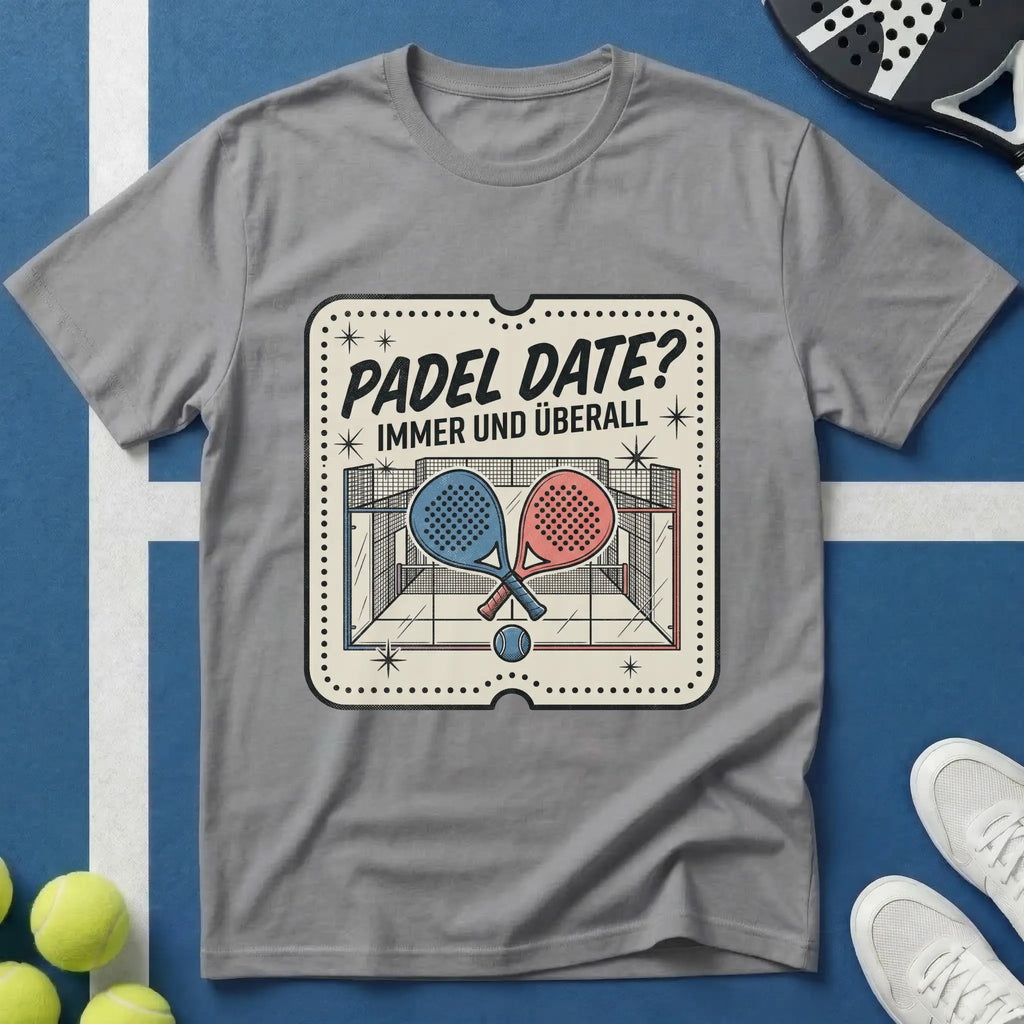 Padel Date Immer Und Überall Retro Ticket T-Shirt
