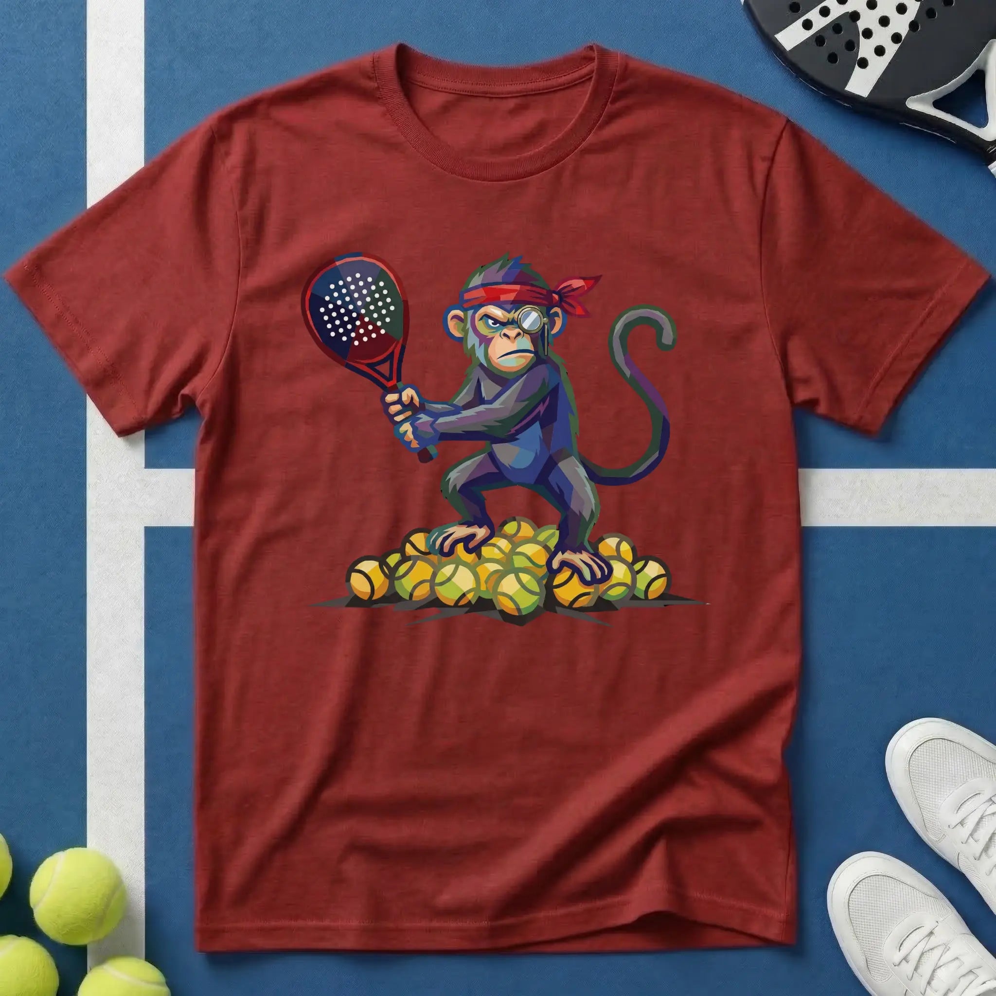 Padel Affe mit Monokel Pop Art T-Shirt
