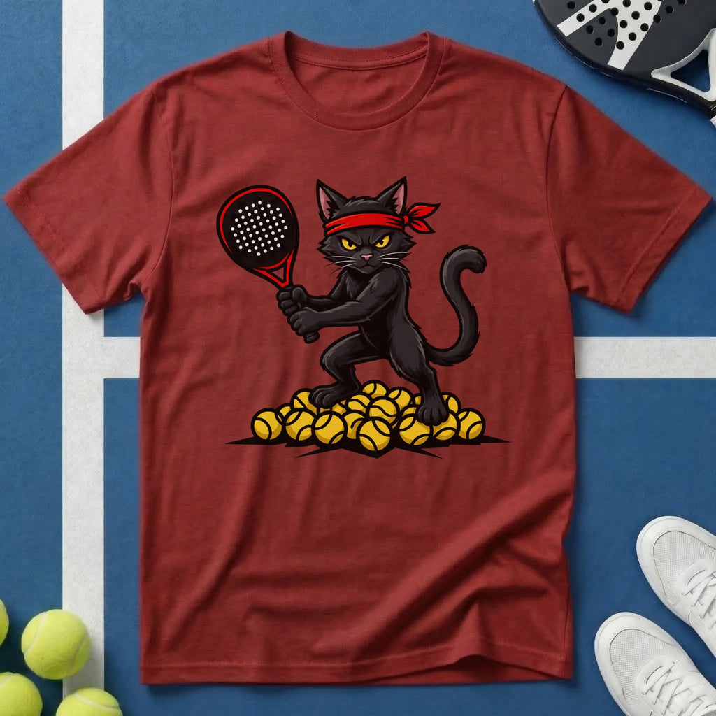 Padel schwarzer Katzer T-Shirt