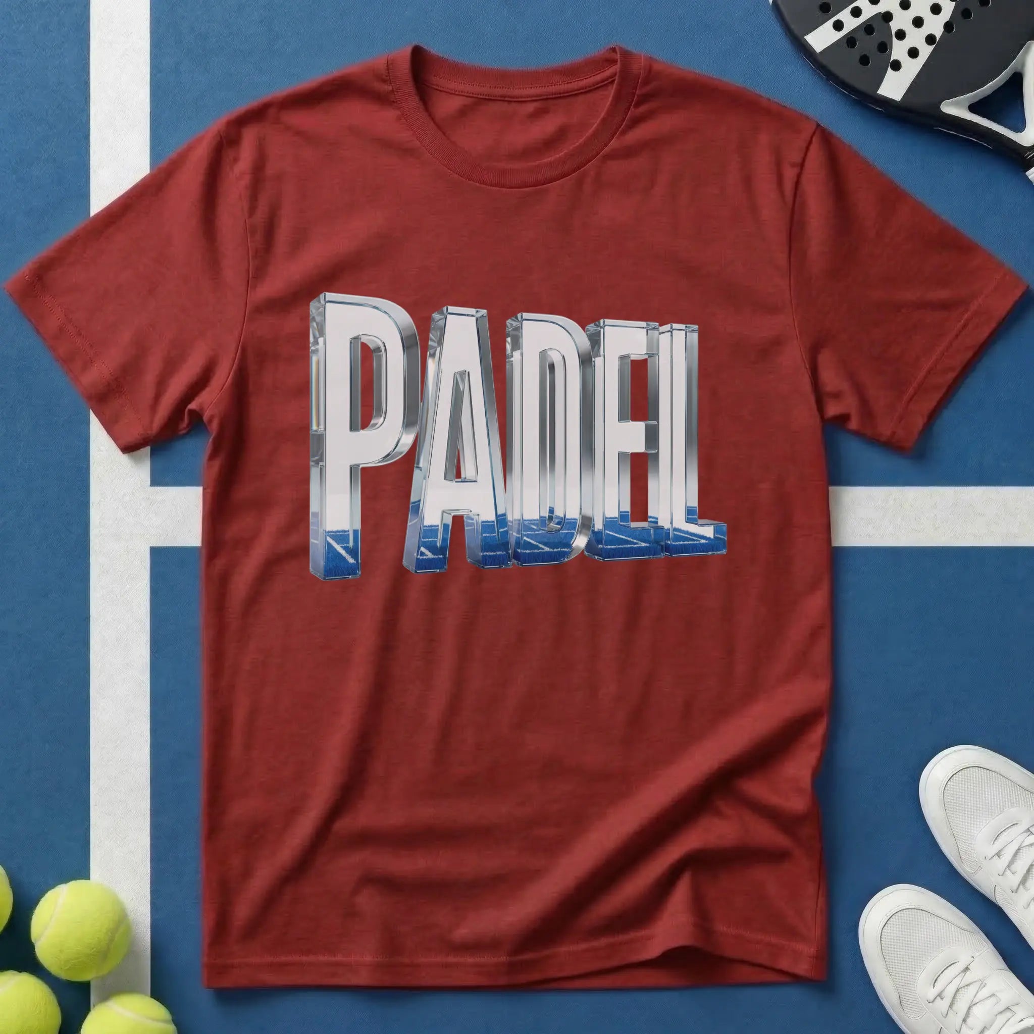 Padel 3D Glas Typografie T-Shirt